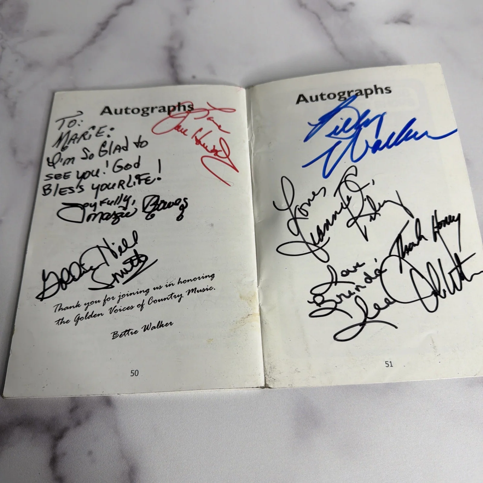 Golden Voice Awards Program SIGNED Brenda Lee Goldie Hill Billy Walker Jan Howar, image 2
