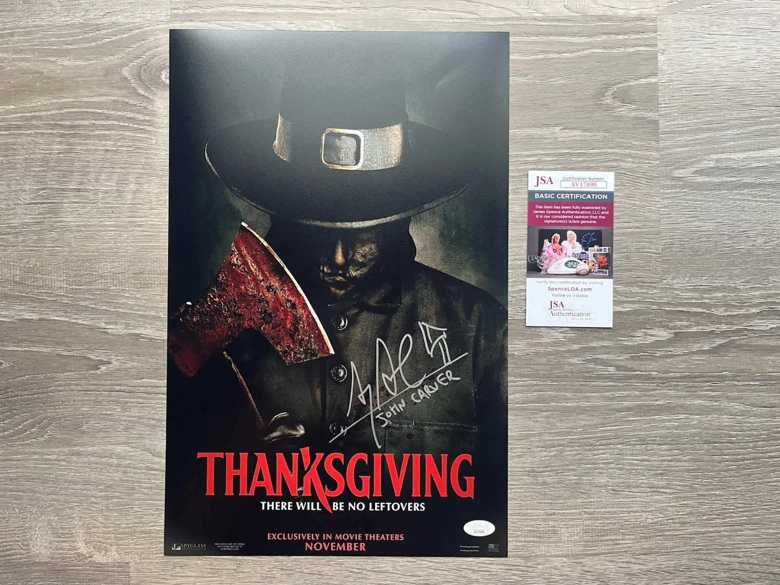 Alex Armbruster — Alex Armbruster Signed Thanksgiving 11x17 Photo JSA COA John Carver Horror