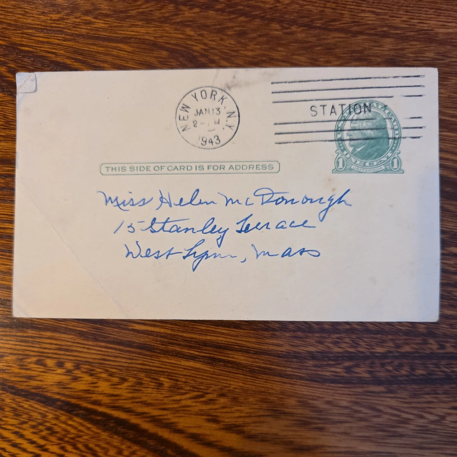 Martha Scott Autograph PostCard 1943, image 2