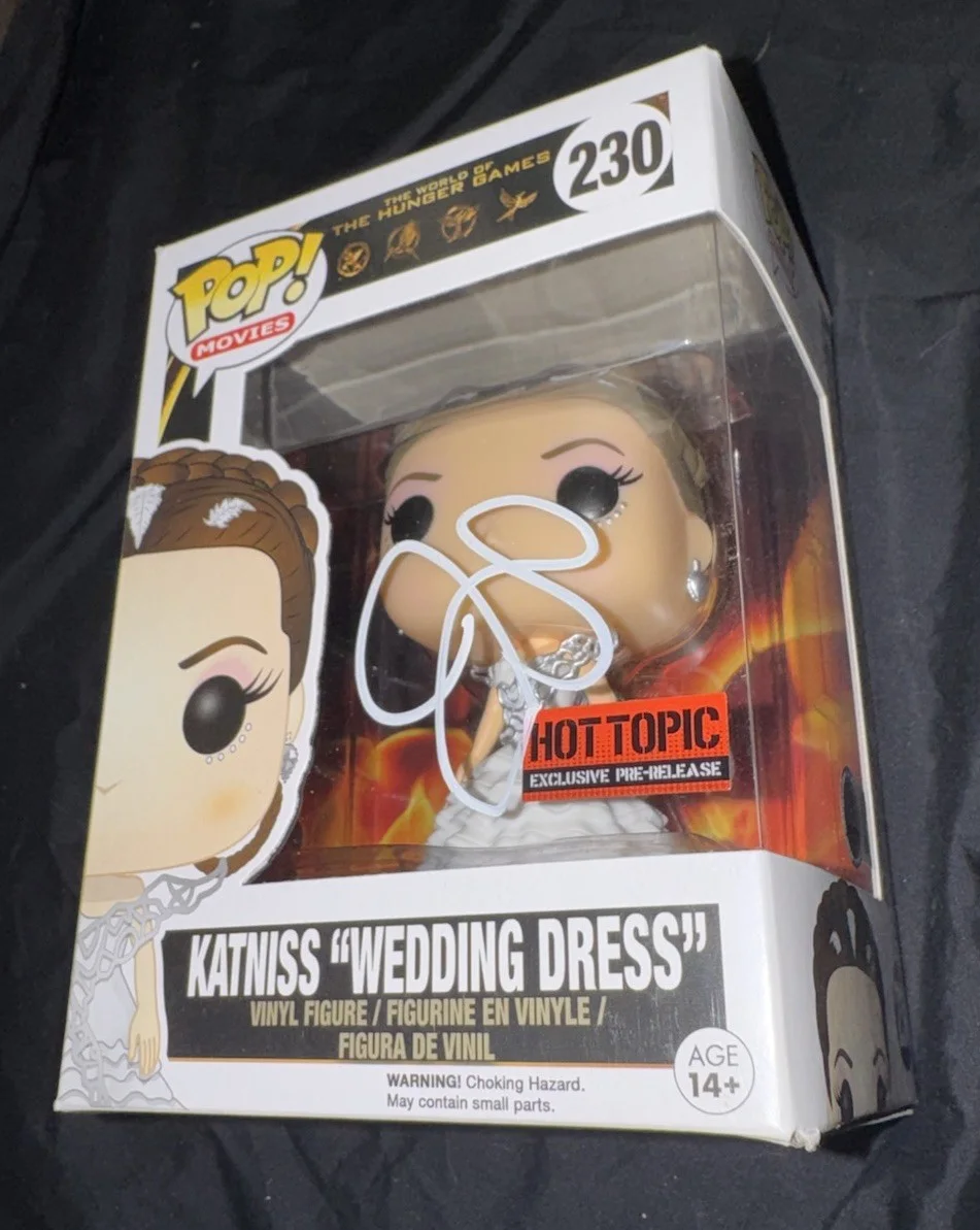 Jennifer Lawrence — Jennifer Lawrence signed Katniss Wedding Dress funko Hunger Games poster photo