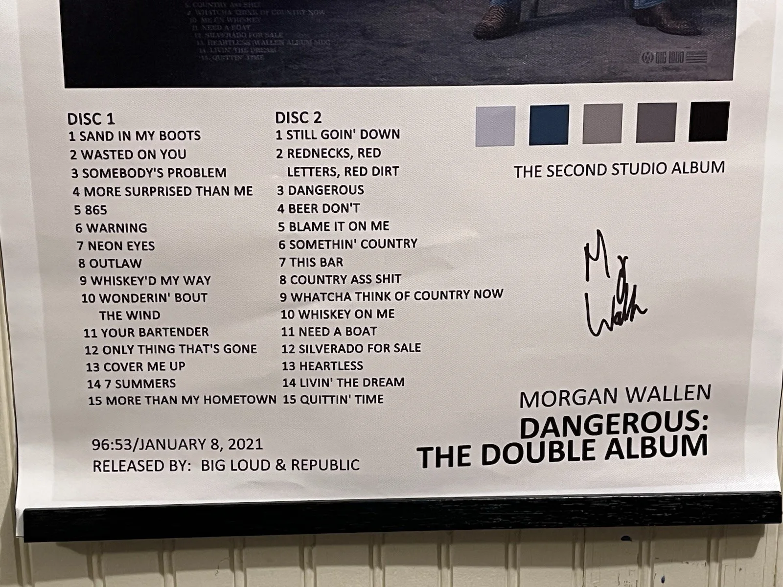 Morgan Wallen Dangerous Double Album Canvas With Poster Hanger 17” X 25”, image 3