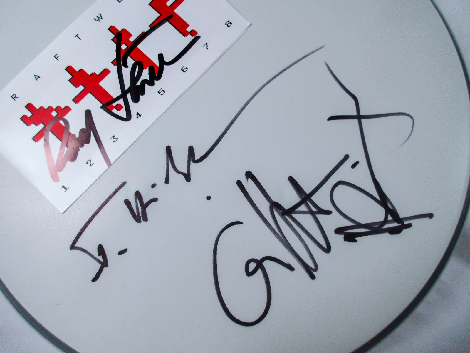 Ralf Hutter Fritz Henning Falk Band Signed KRAFTWERK 12" Drumhead PROOF JSA B, изображение 4