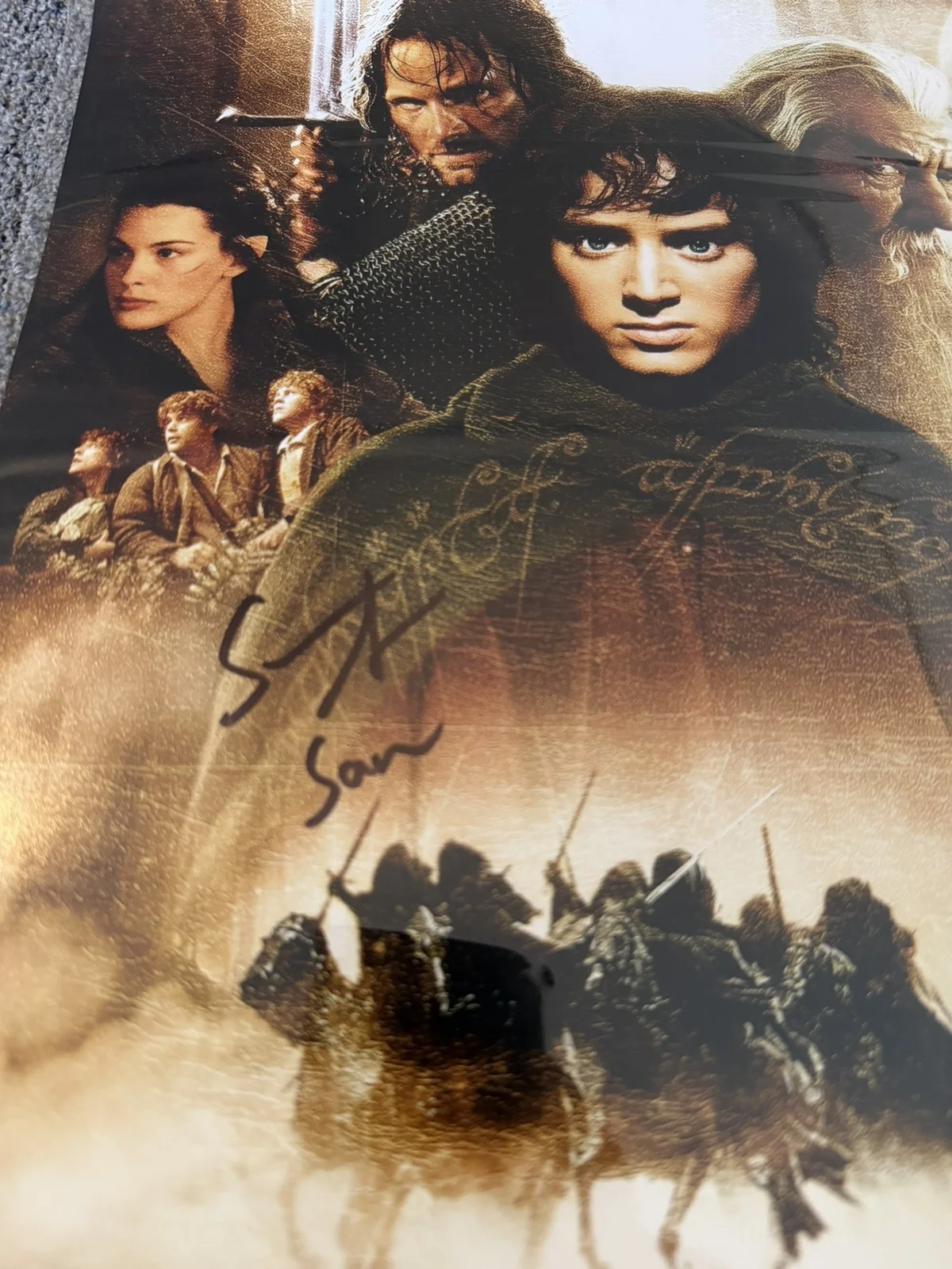 Sean Astin — Sean Astin Lord of the Rings Signed Fellowship of the Ring 11x17 Movie Poster, изображение 4