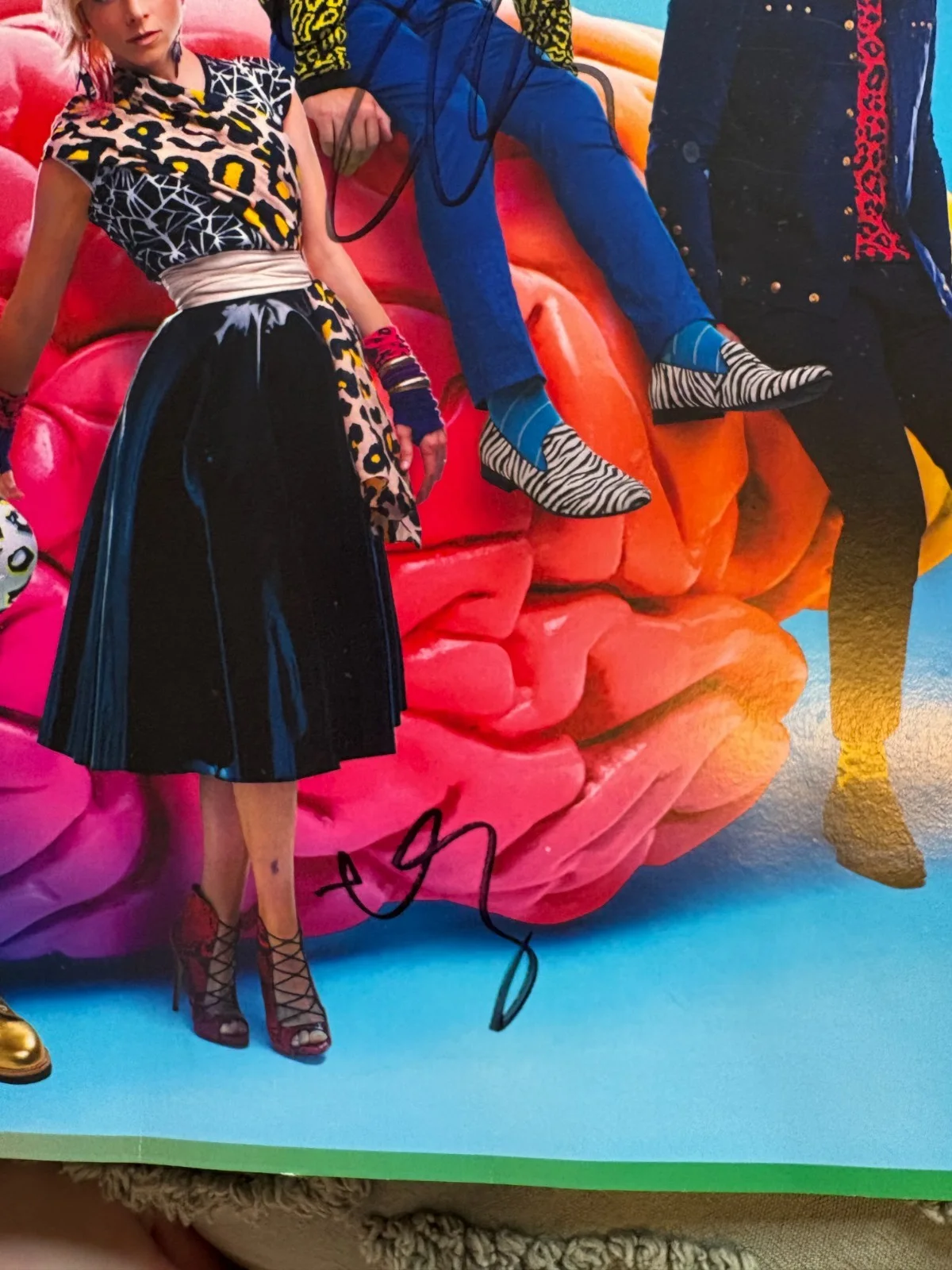 REAL HAND SIGNED - Neon Trees Pop Psychology 2014 US Tour Poster 12x12 in, image 3