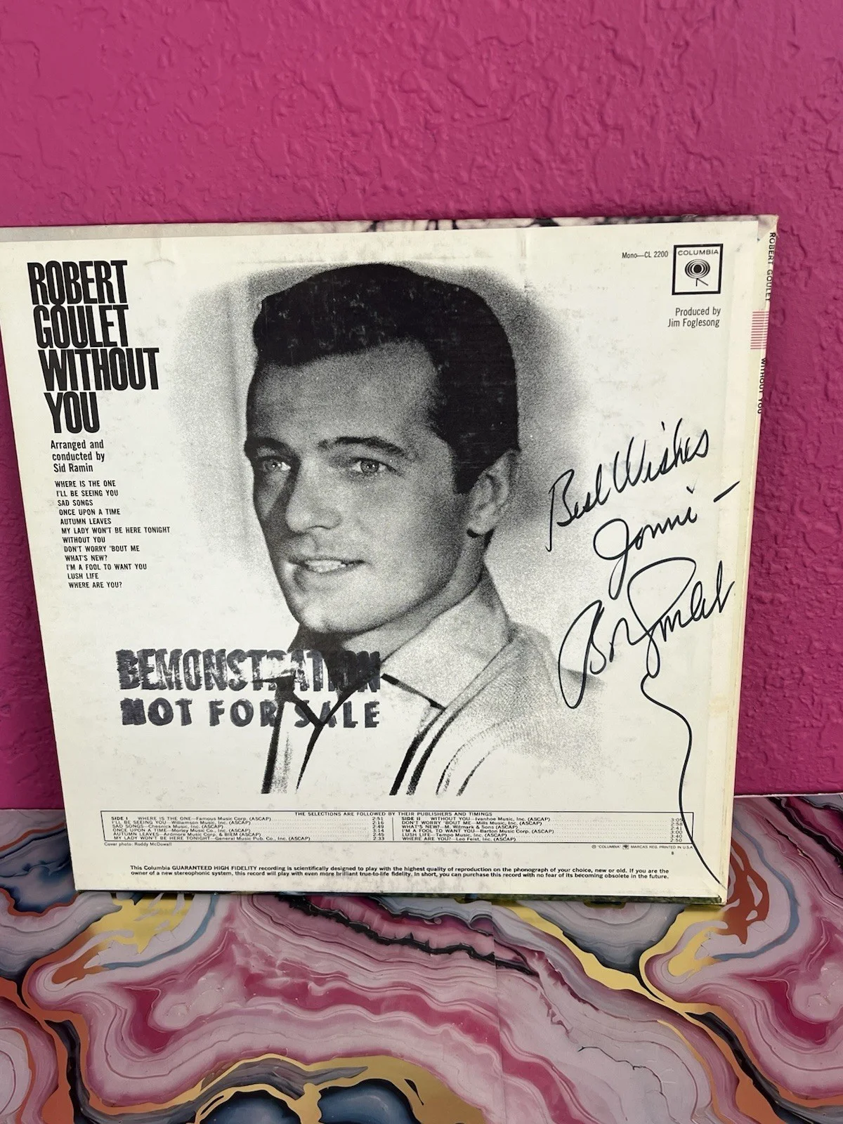 ROBERT GOULET "without you" SIGNED VINYL RECORD, image 2