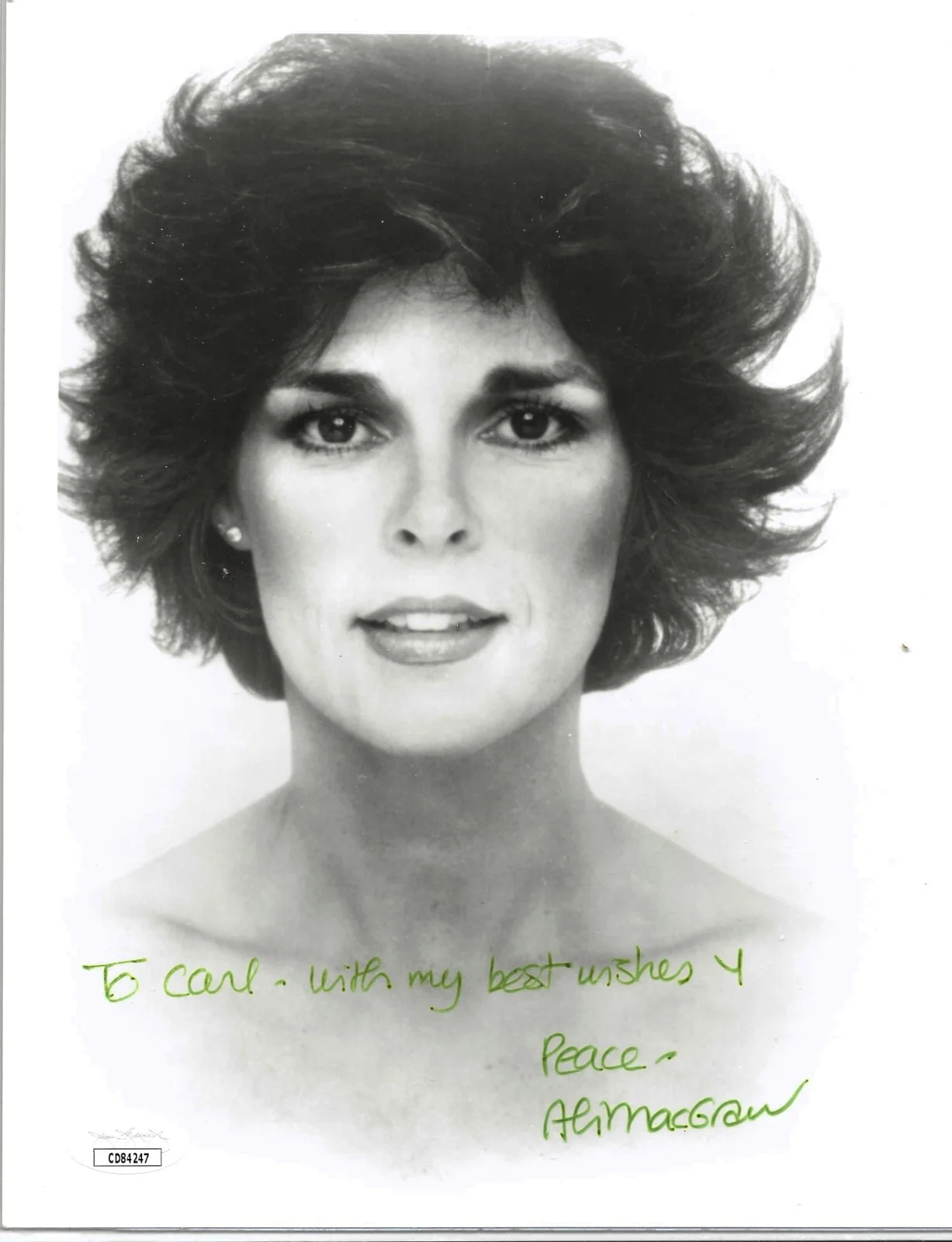 Ali Macgraw — Ali MacGraw - Signed 8x10 -THE GETAWAY, Love Story with JSA COA, image 3