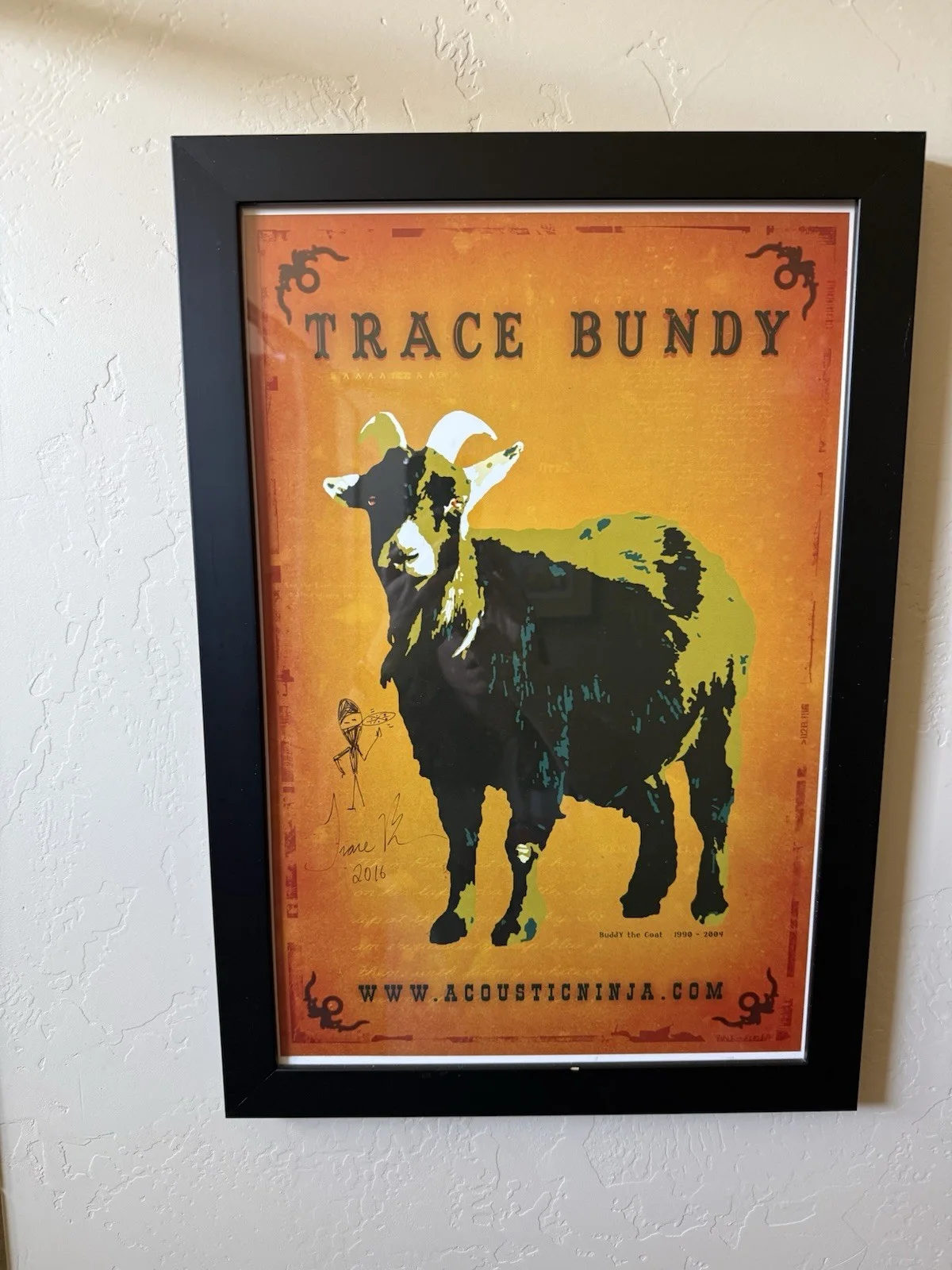 2 TRACE BUNDY ACOUSTIC NINJA FRAMED SIGNED MUSIC POSTERS ORIGINAL, image 2