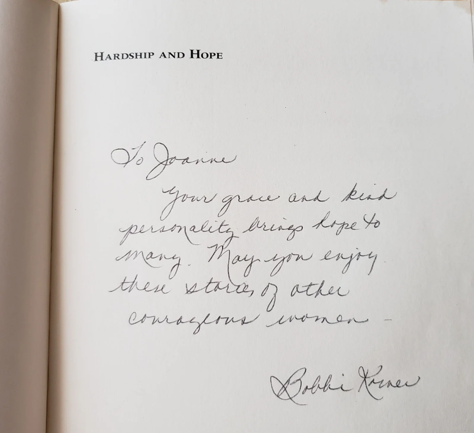 Hardship and Hope, Inscribed and Autographed by Barbara Korner, image 2