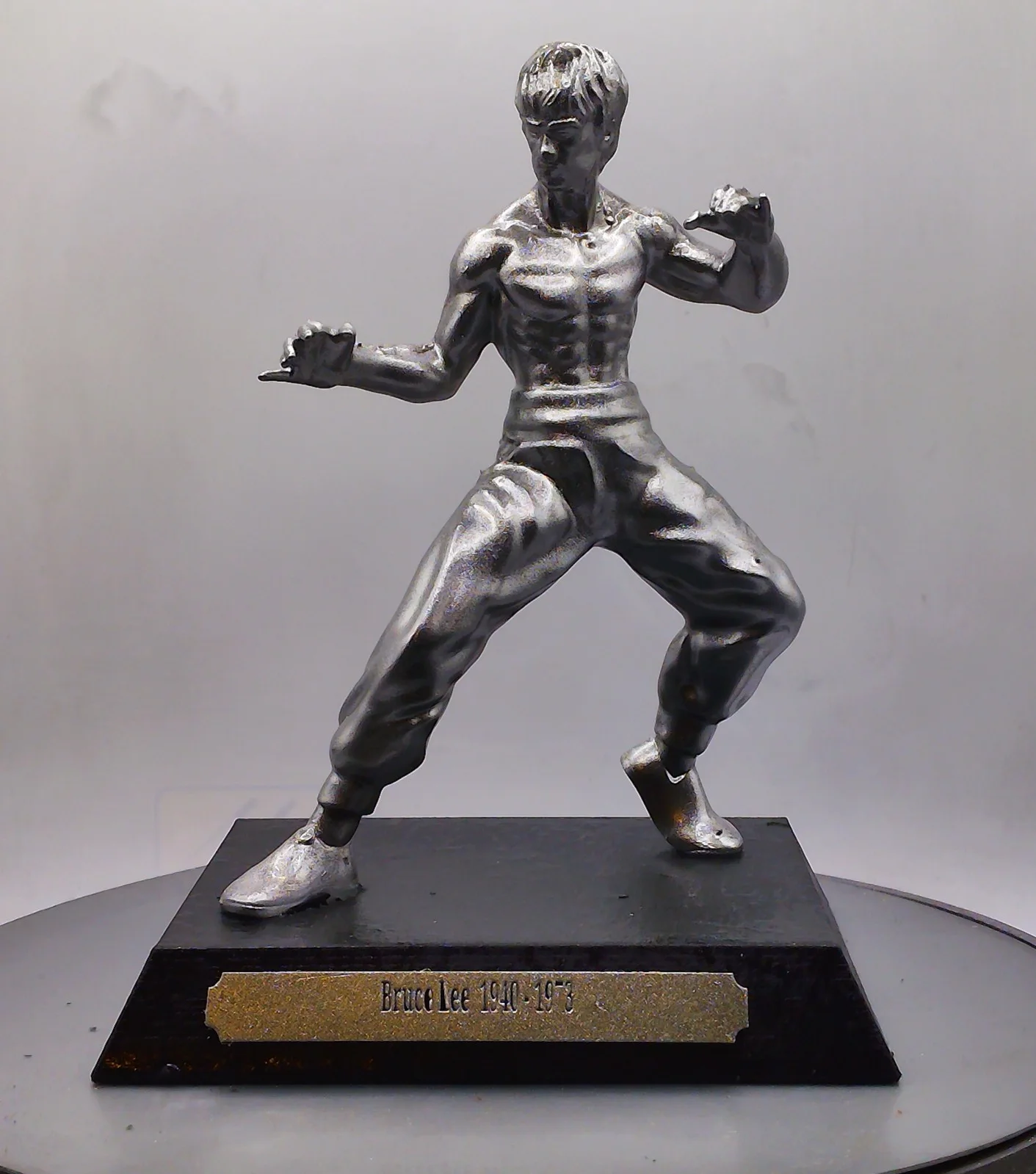 Bruce Lee Statue- Metallic Silver Finish- By Cavecraft, image 2