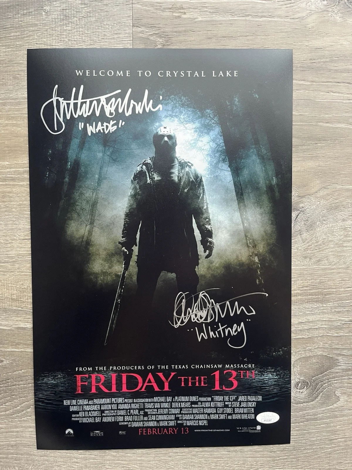Amanda Righetti Jonathan Sadowski Signed Friday The 13th 11x17 Photo JSA COA F13, изображение 2