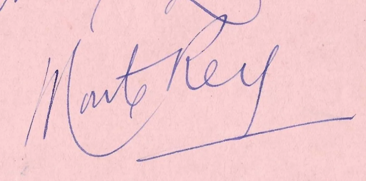 Monte Rey Cut Signature/ Autograph from 1950's Autograph Book * Scottish Singer, image 2