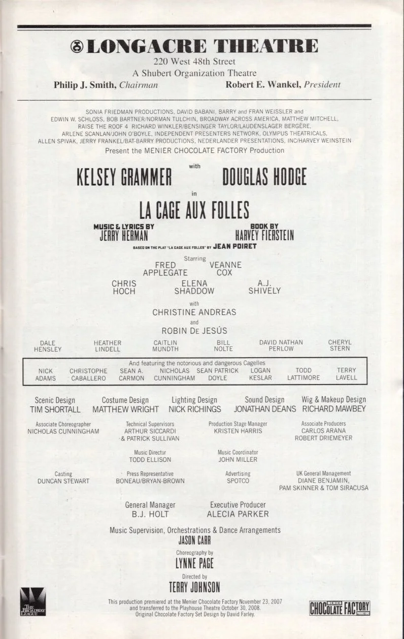 Cast — Kelsey Grammer & Douglas Hodge Signed Autographed La Cage Aux Folles Playbill, изображение 2