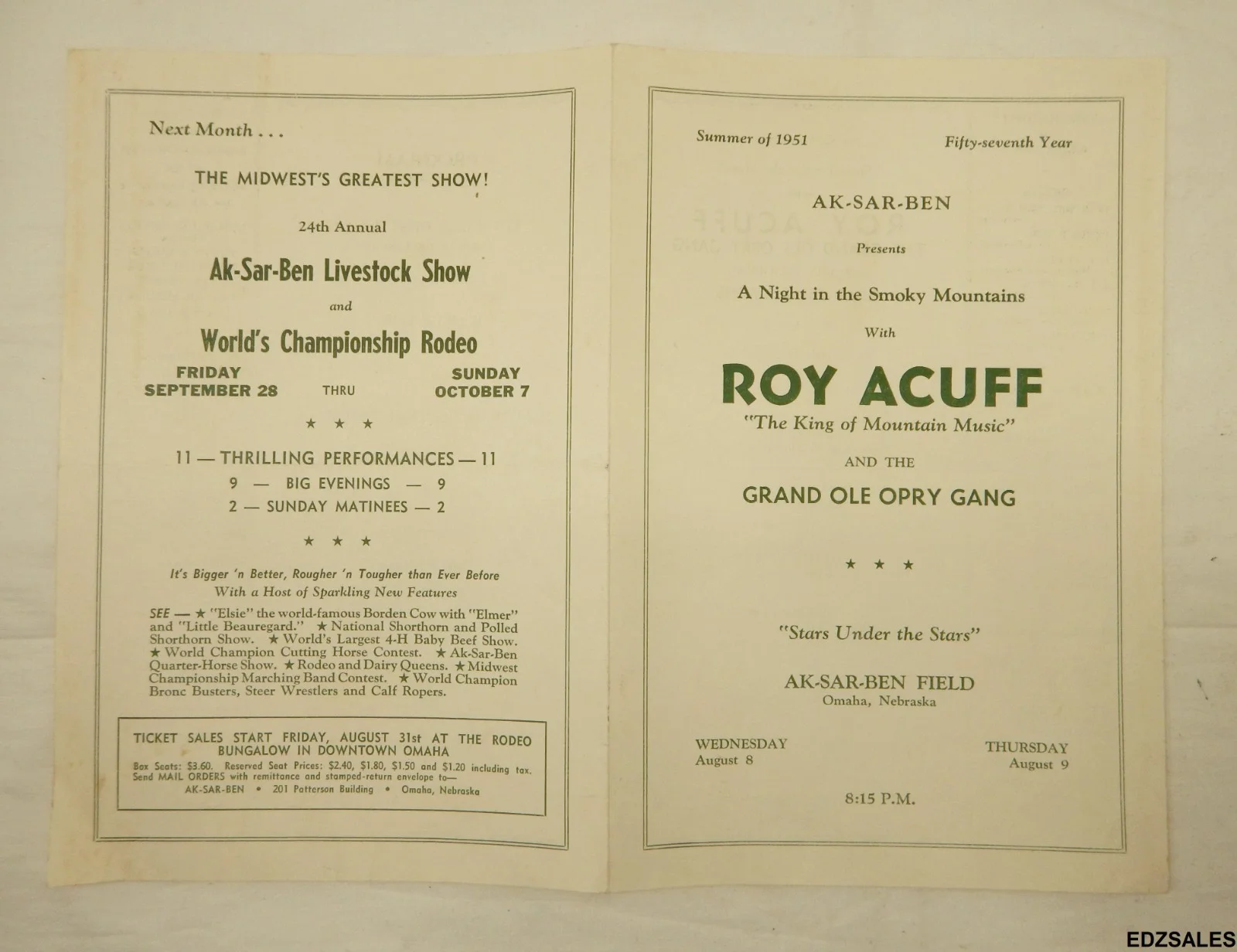 1951 Roy Acuff Program - Autograph Sheet - Acuff, Oswald, LaCroy, Riddle, image 2