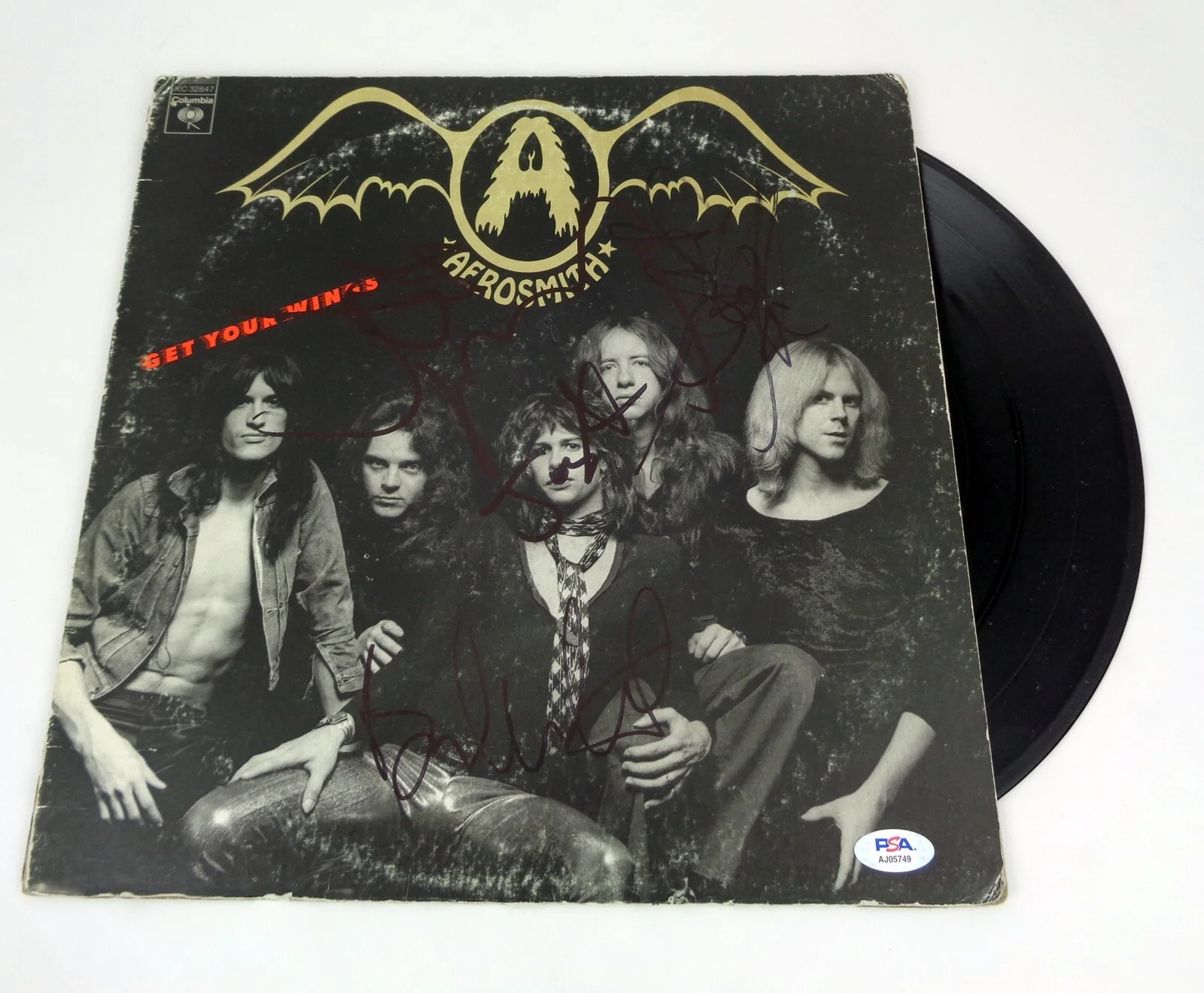 Aerosmith — Aerosmith Complete Band Signed Get Your Wings Vinyl Record Album PSA/DNA COA, image 2