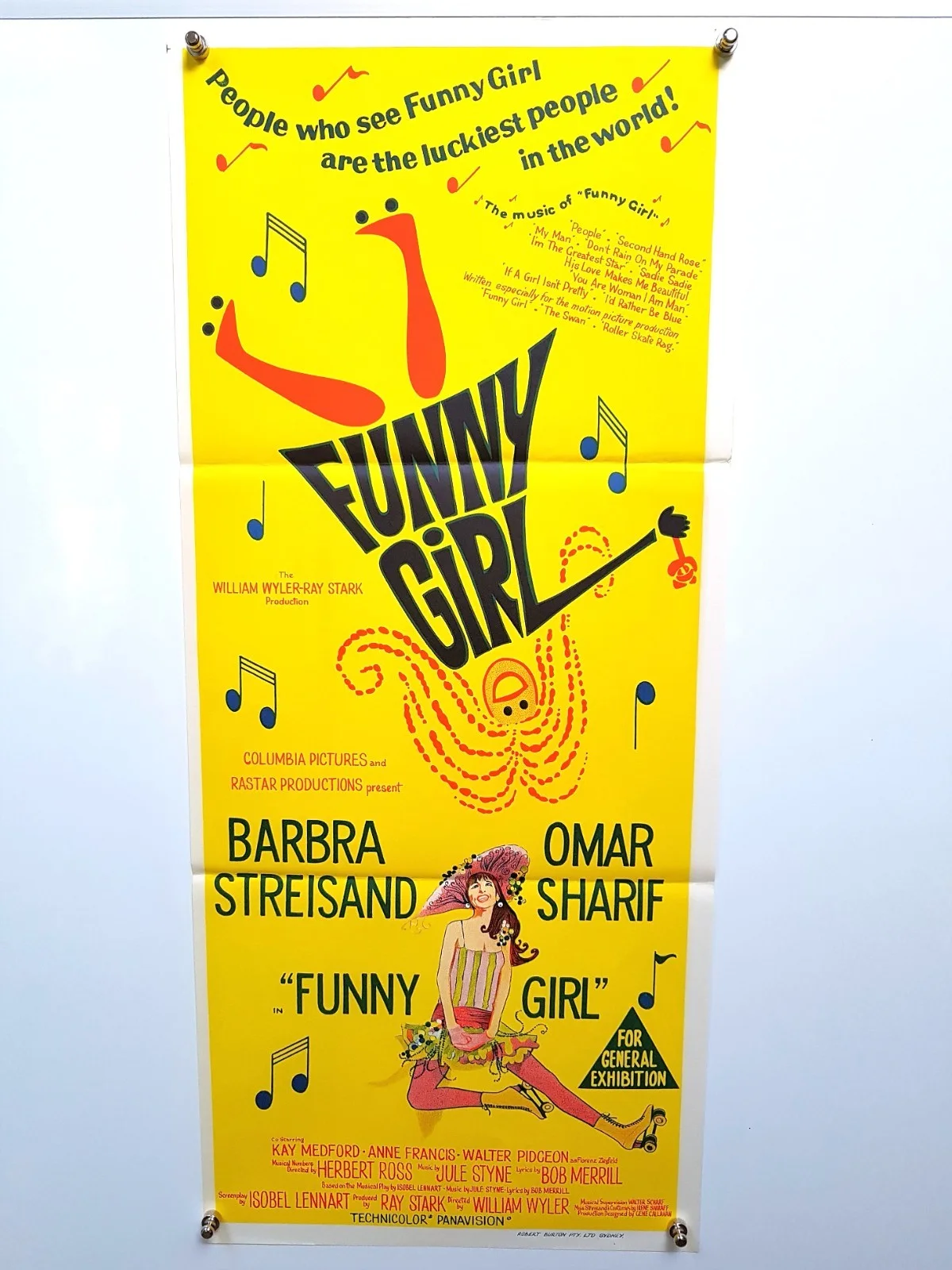 'FUNNY GIRL' (1967) - STREISAND /SHARIF / WYLER - AUS DAYBILL NEAR MINT/ UNUSED, изображение 3