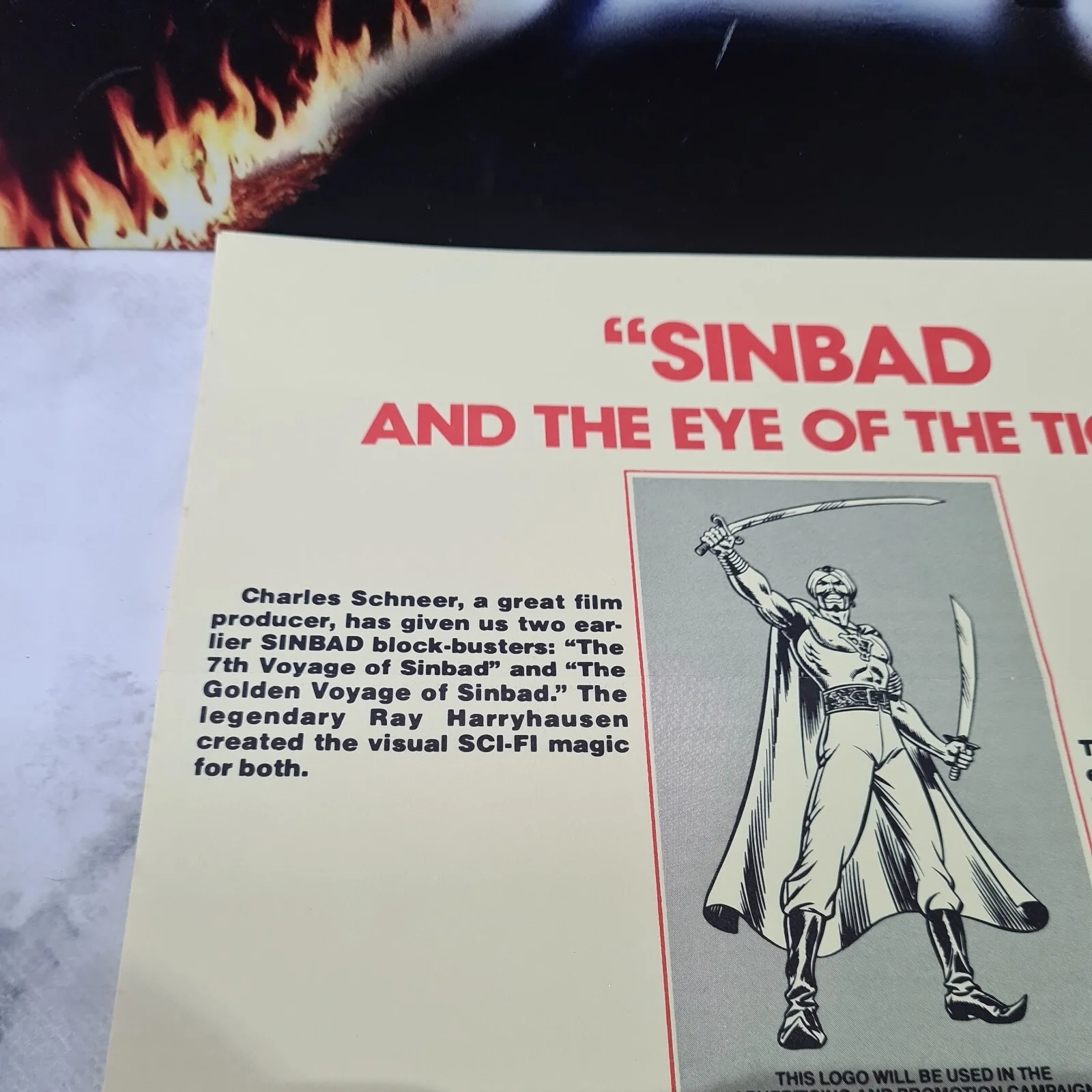 Sinbad and the Eye of the Tiger 1976 Marketing Campaign Sheet original Rare A60, изображение 3