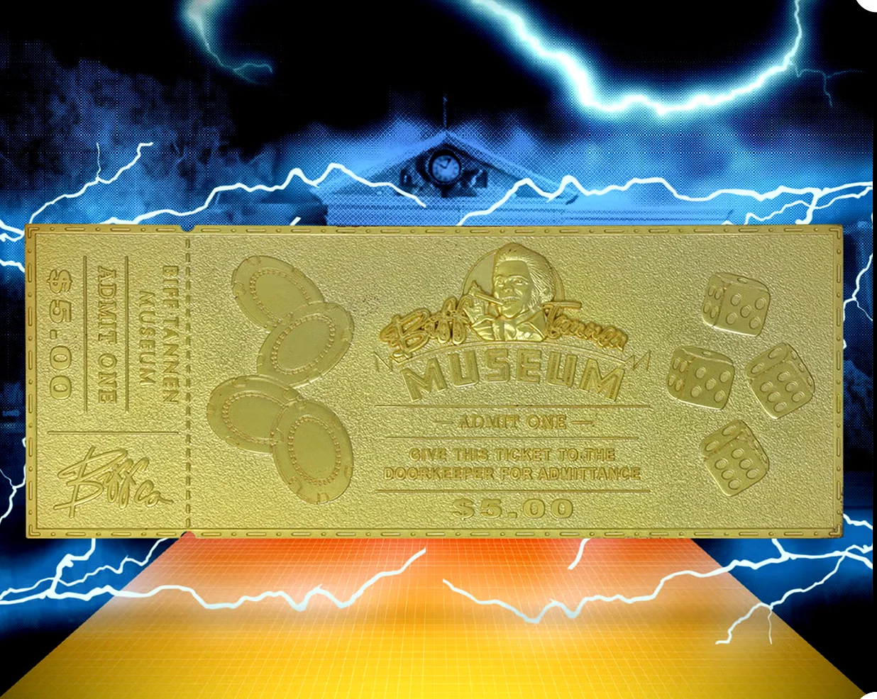 Back to the Future Limited Edition Biff Tannen Golden Ticket 24k Plated, изображение 3