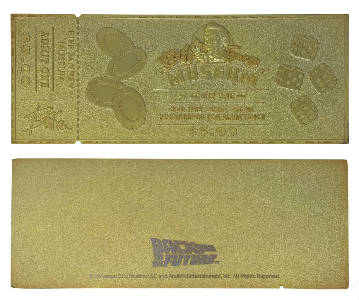 Back to the Future Limited Edition Biff Tannen Golden Ticket 24k Plated, изображение 4