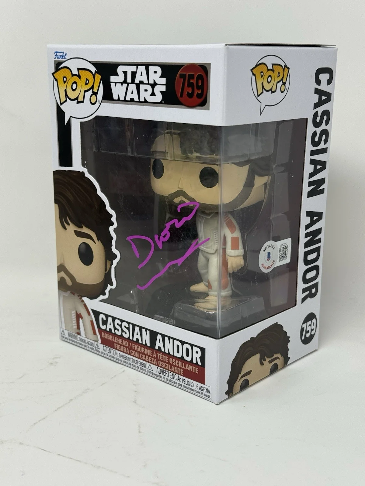 Diego Luna — Diego Luna Signed Star Wars Cassian Andor Funko Pop 759 Autograph Beckett COA, изображение 2