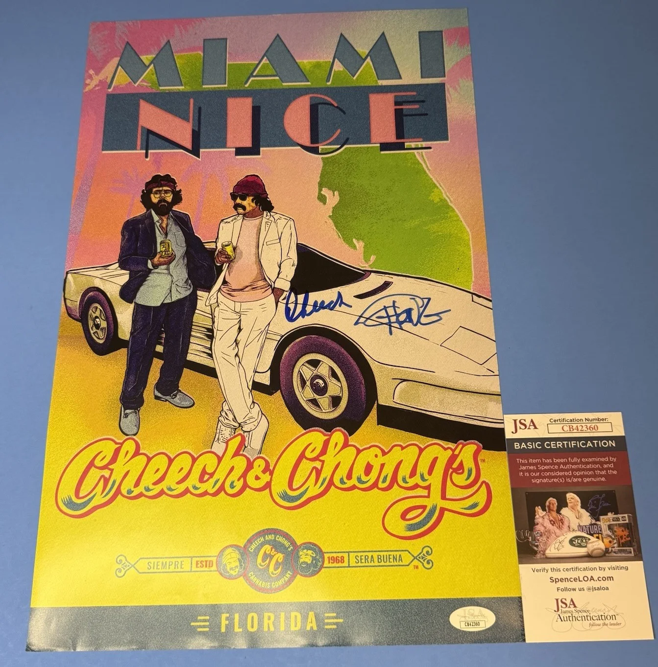 Cheech and Chong — Cheech and Chong Signed 11x17 Autographed Photo Miami Nice Poster JSA COA Comedy