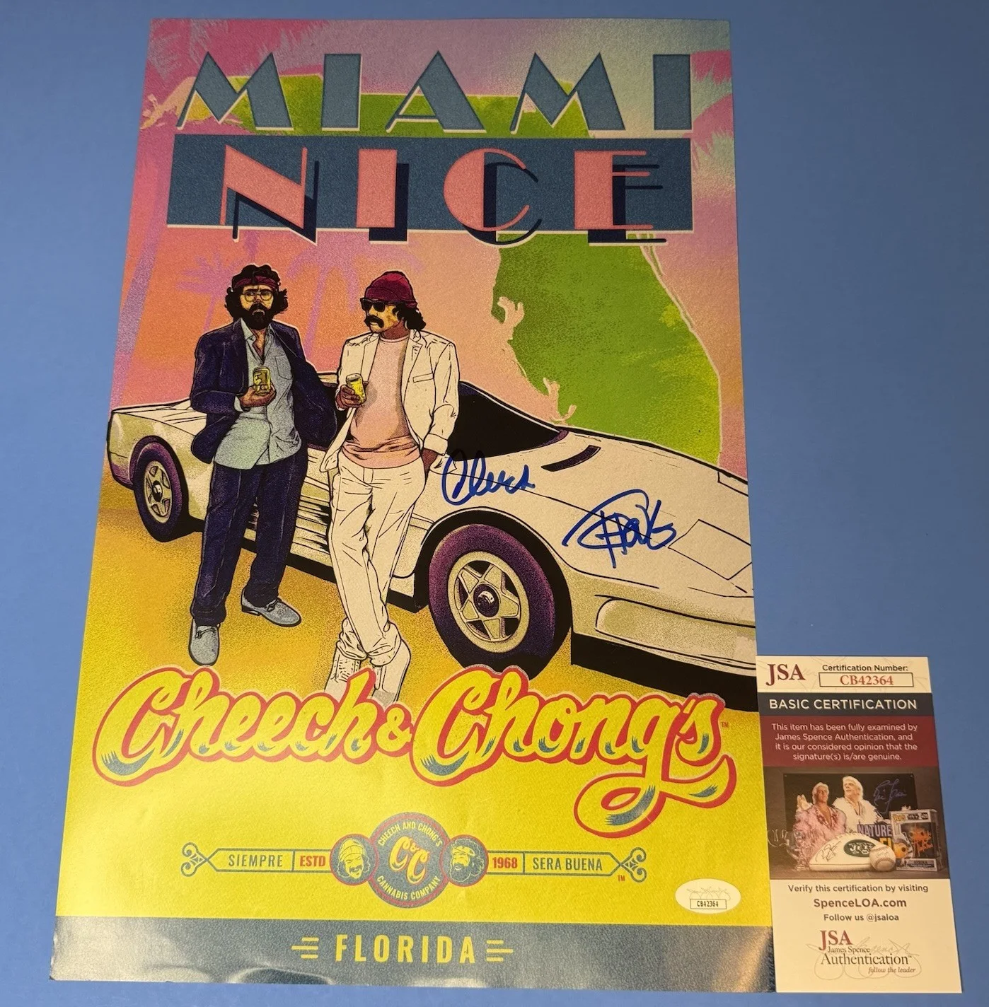 Cheech and Chong — Cheech and Chong Signed 11x17 Autographed Photo Miami Nice Poster JSA COA Comedy