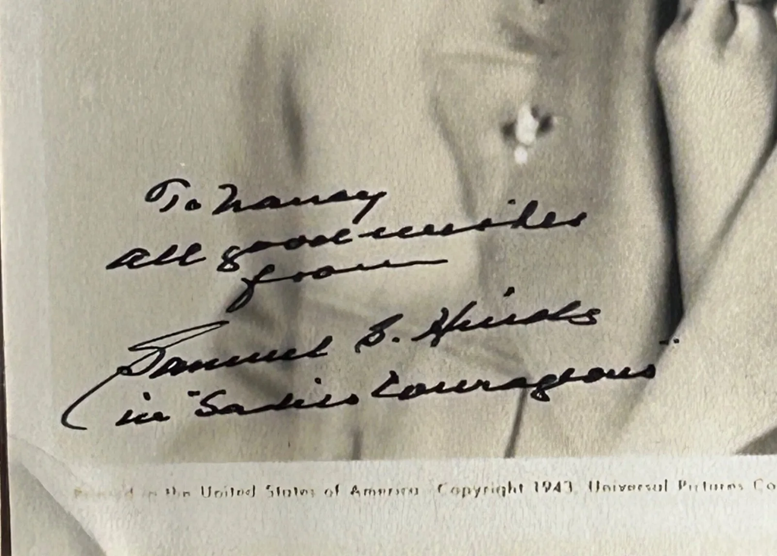 SAMUEL S HINDS—SIGNED PHOTO—3 Capra Inc. Wonderful Life•Abbott+Costello•Horror, изображение 2