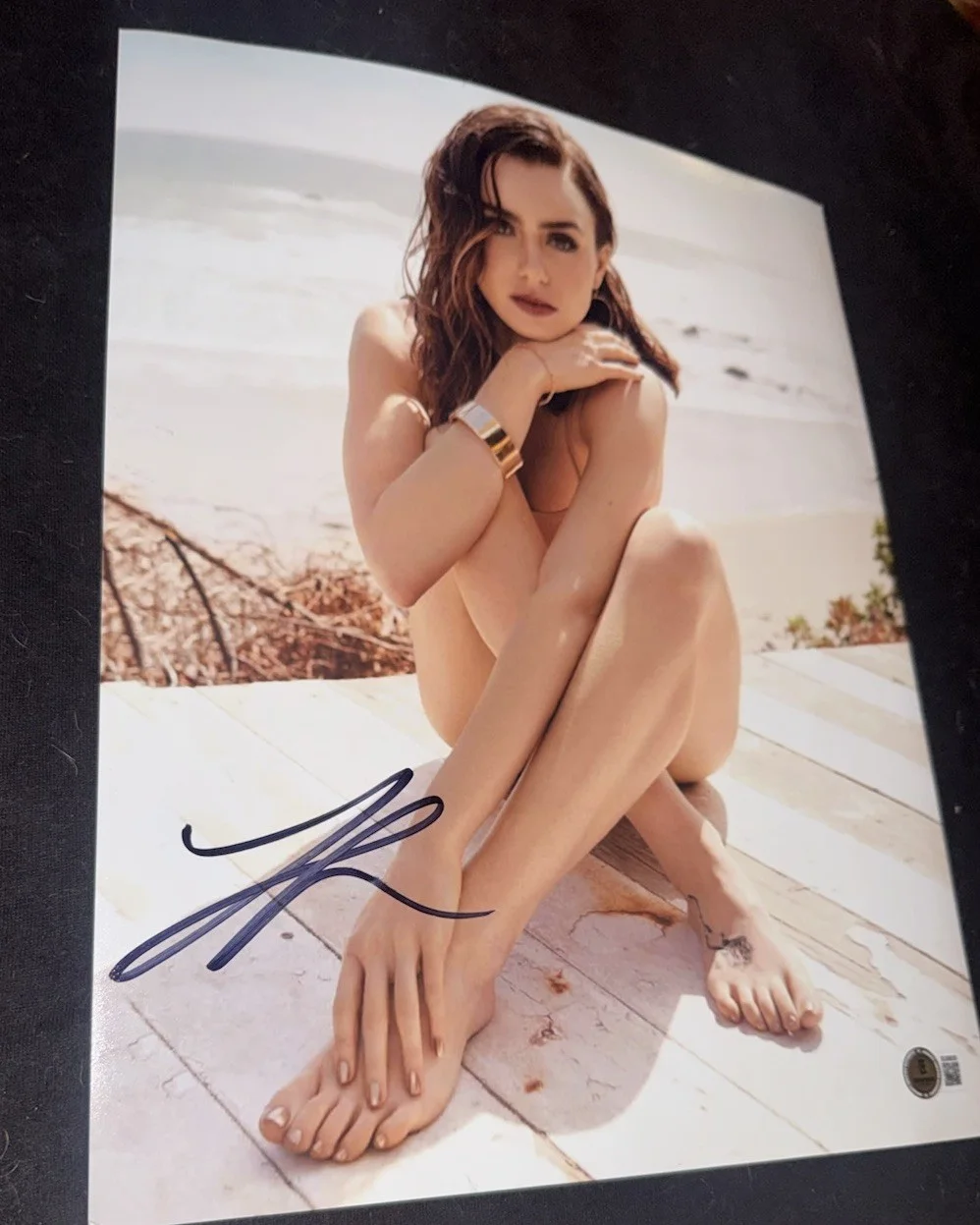 Lily Collins — Lily Collins signed 11x14 photo Emily in Paris poster sexy BAS Beckett