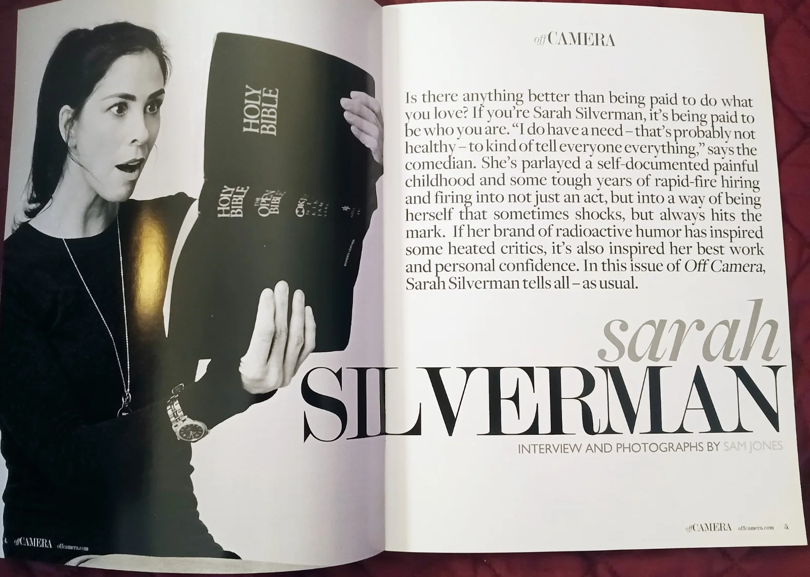 Sarah Silverman — SARAH SILVERMAN hand signed "Off Camera" interview magazine with Beckett BAS COA, image 4