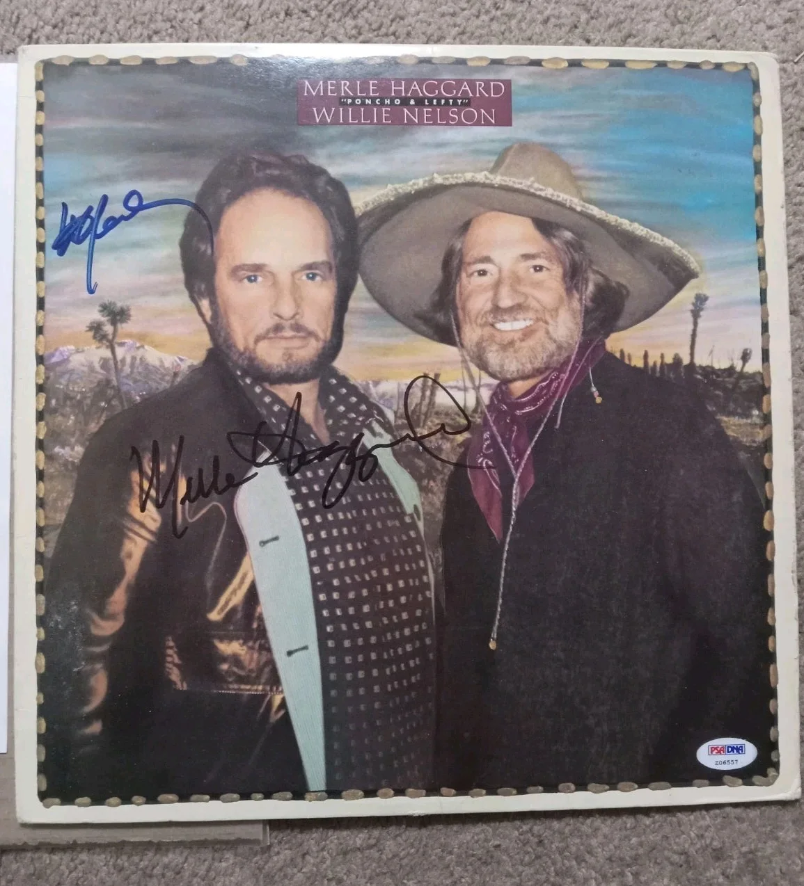 MERLE HAGGARD WILLIE NELSON Pancho & Lefty Signed 1982 Vinyl Record Epic PSA COA, изображение 2