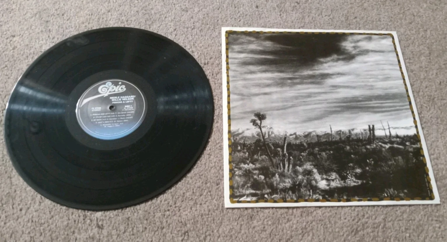 MERLE HAGGARD WILLIE NELSON Pancho & Lefty Signed 1982 Vinyl Record Epic PSA COA, изображение 3