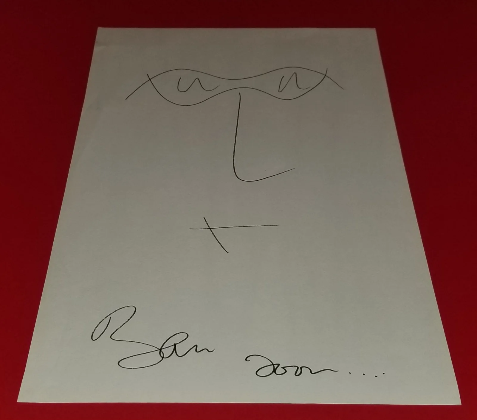 BONO U2 VTG HAND DRAWN SIGNED FACE SKETCH LARGE OVERSIZED DRAWING 02' CNN STUDIO, image 2