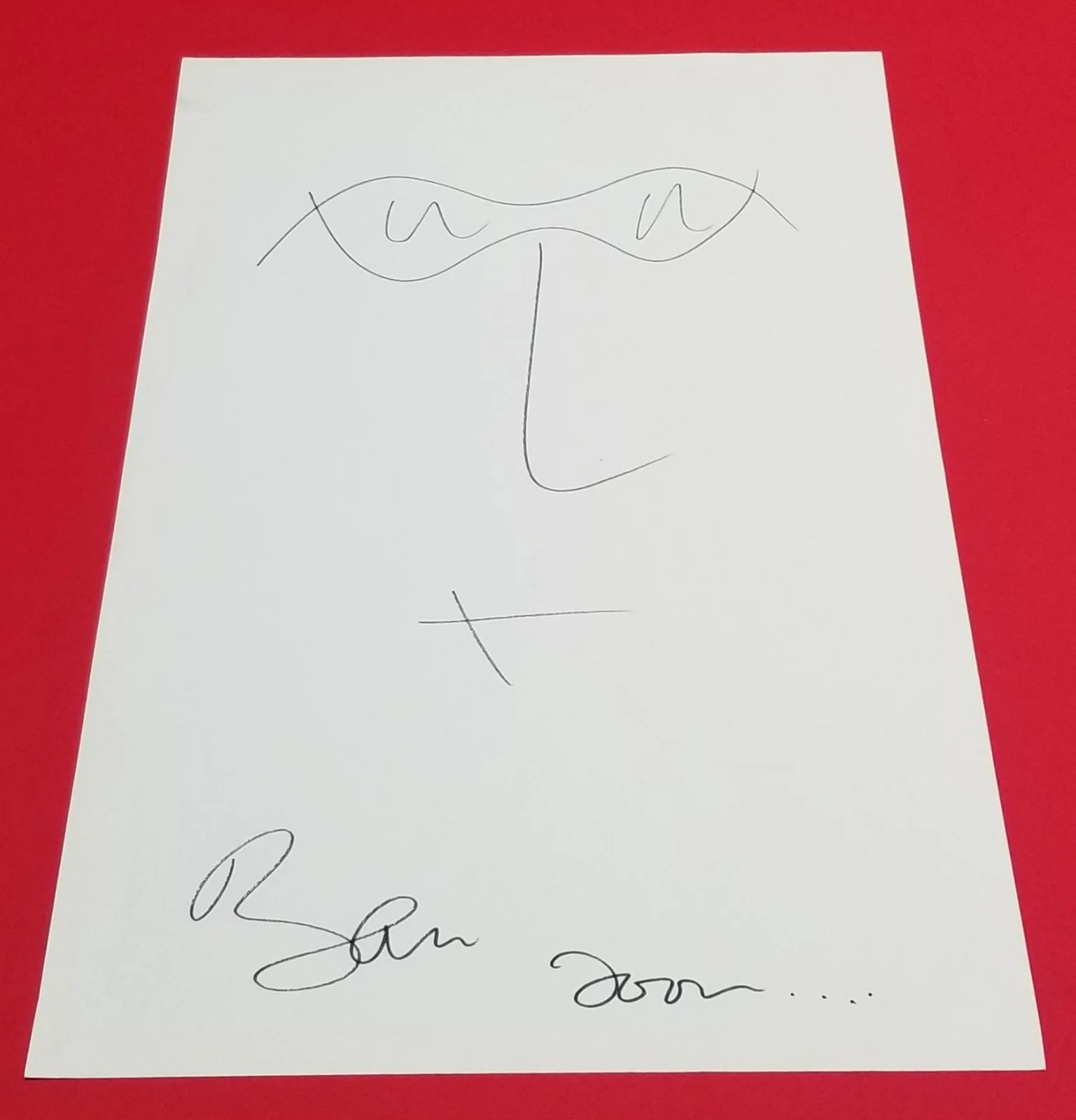 BONO U2 VTG HAND DRAWN SIGNED FACE SKETCH LARGE OVERSIZED DRAWING 02' CNN STUDIO, image 4