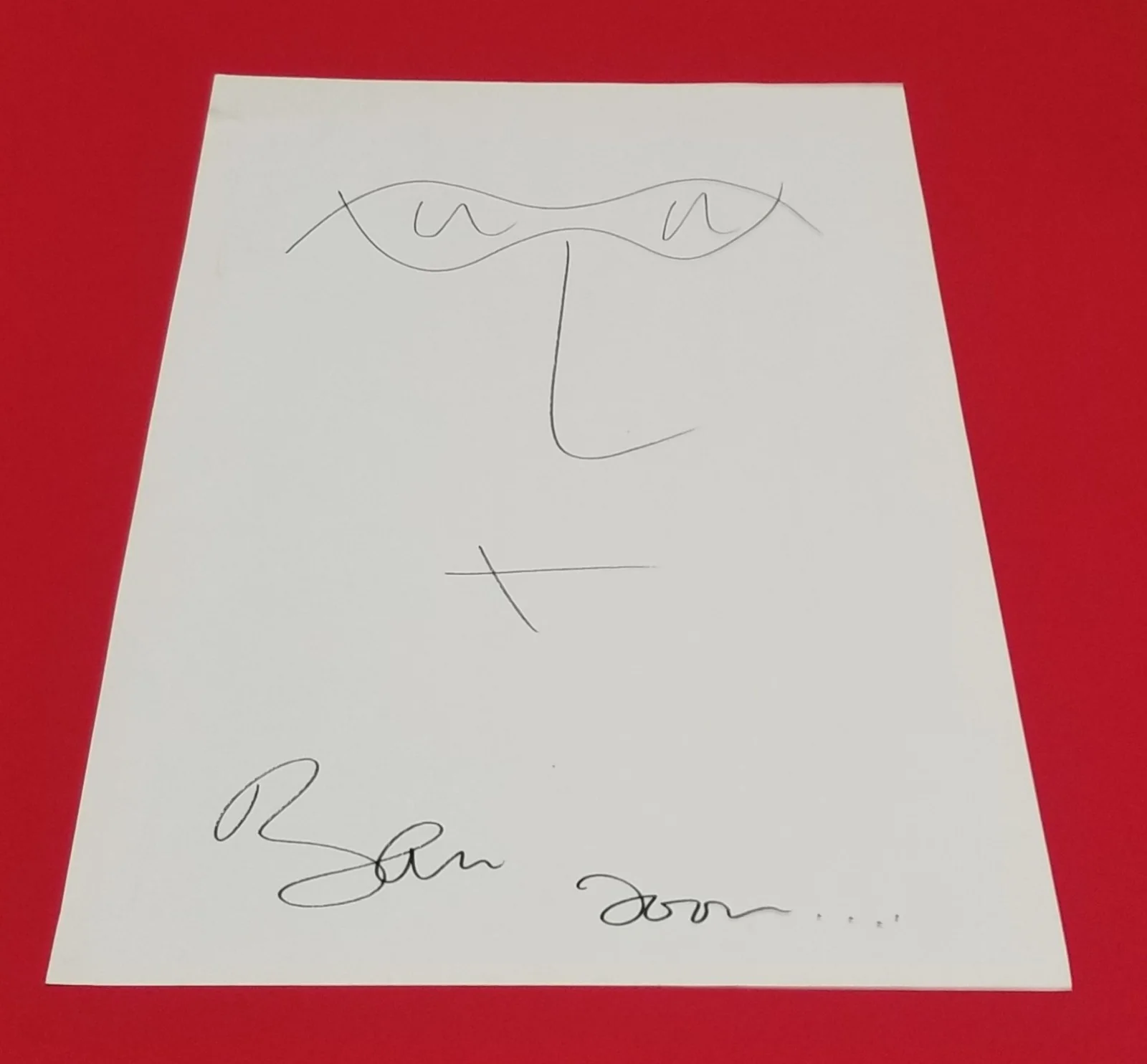 BONO U2 VTG HAND DRAWN SIGNED FACE SKETCH LARGE OVERSIZED DRAWING 02' CNN STUDIO, image 5