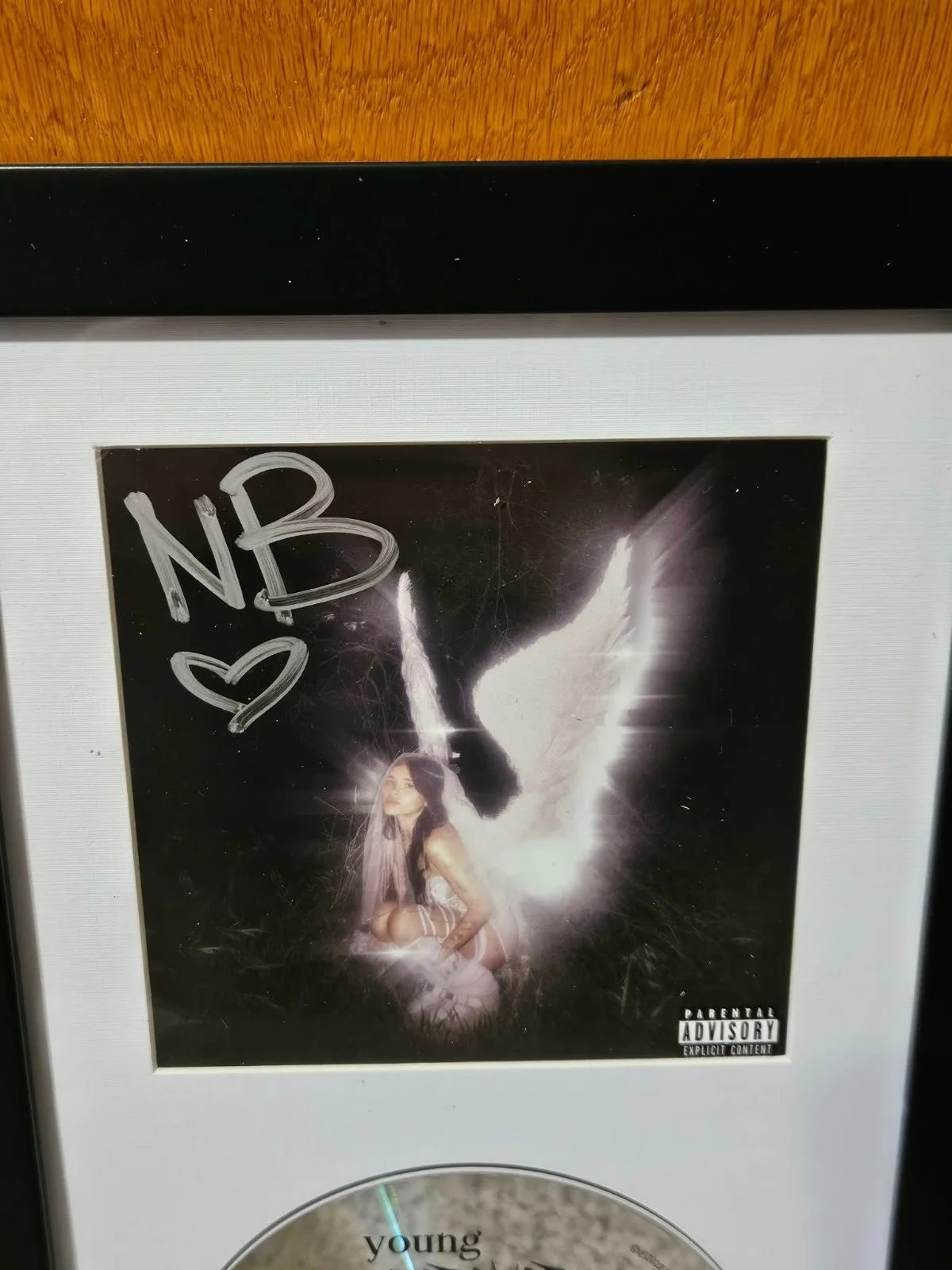 FRAMED Nessa Barrett Young Forever SIGNED CD DISPLAY Frame Autographed Auto, image 2