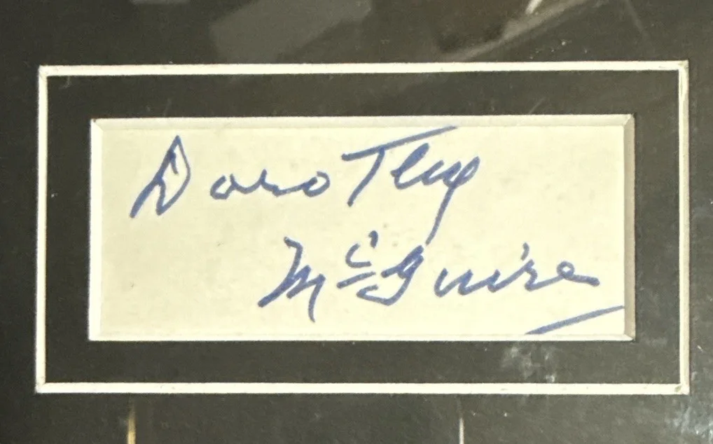 Dorothy McGuire — DOROTHY MCGUIRE FRAMED SIGNED CUT WITH B&W PHOTO 11 1/2” X 14” JD, image 2