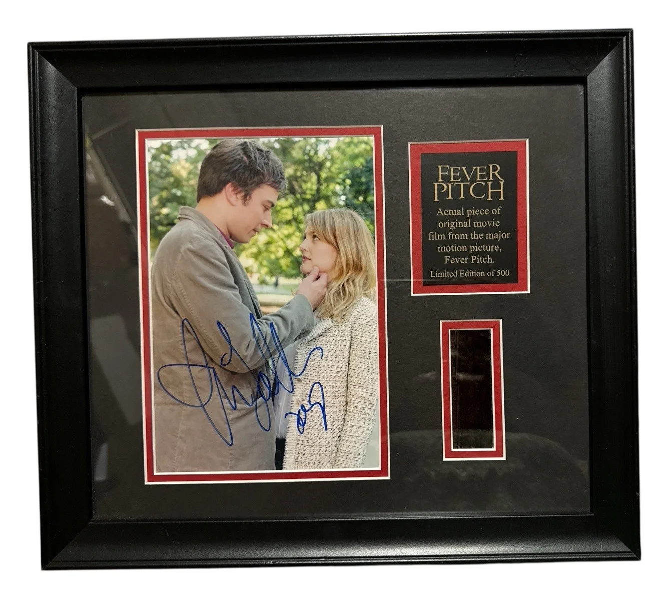 Jimmy Fallon — JIMMY FALLON FRAMED SIGNED FEVER PITCH PHOTO W/MOVIE FILM PIECE 1 OF 500 JSA JD