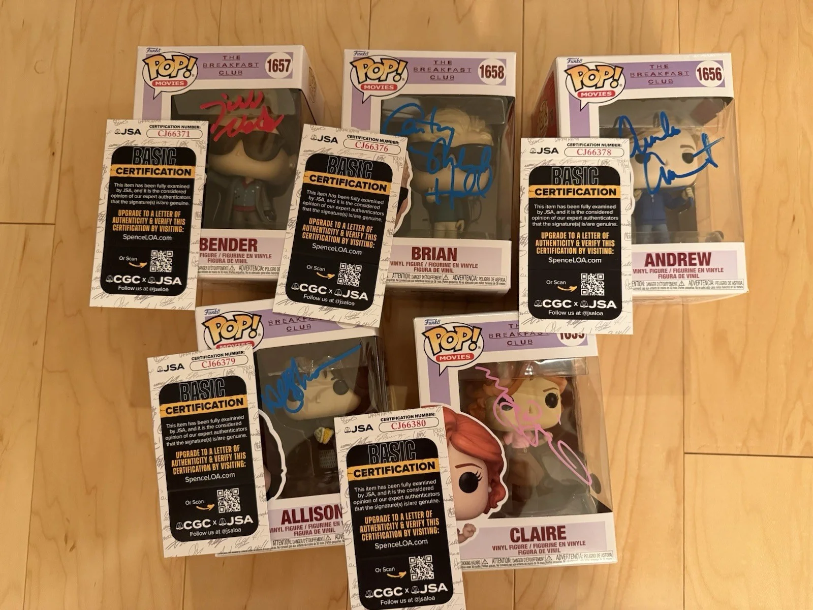Molly Ringwald, Judd Nelson, Anthony Michael Hall — The Breakfast Club, Molly Ringed & Cast , Signed Autographed , Funko Pops ￼