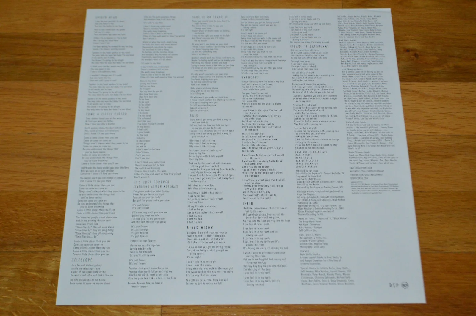 Cage The Elephant Band Signed "Melophobia" Vinyl LP Insert w/ AUTOGRAPH Hologram, изображение 4