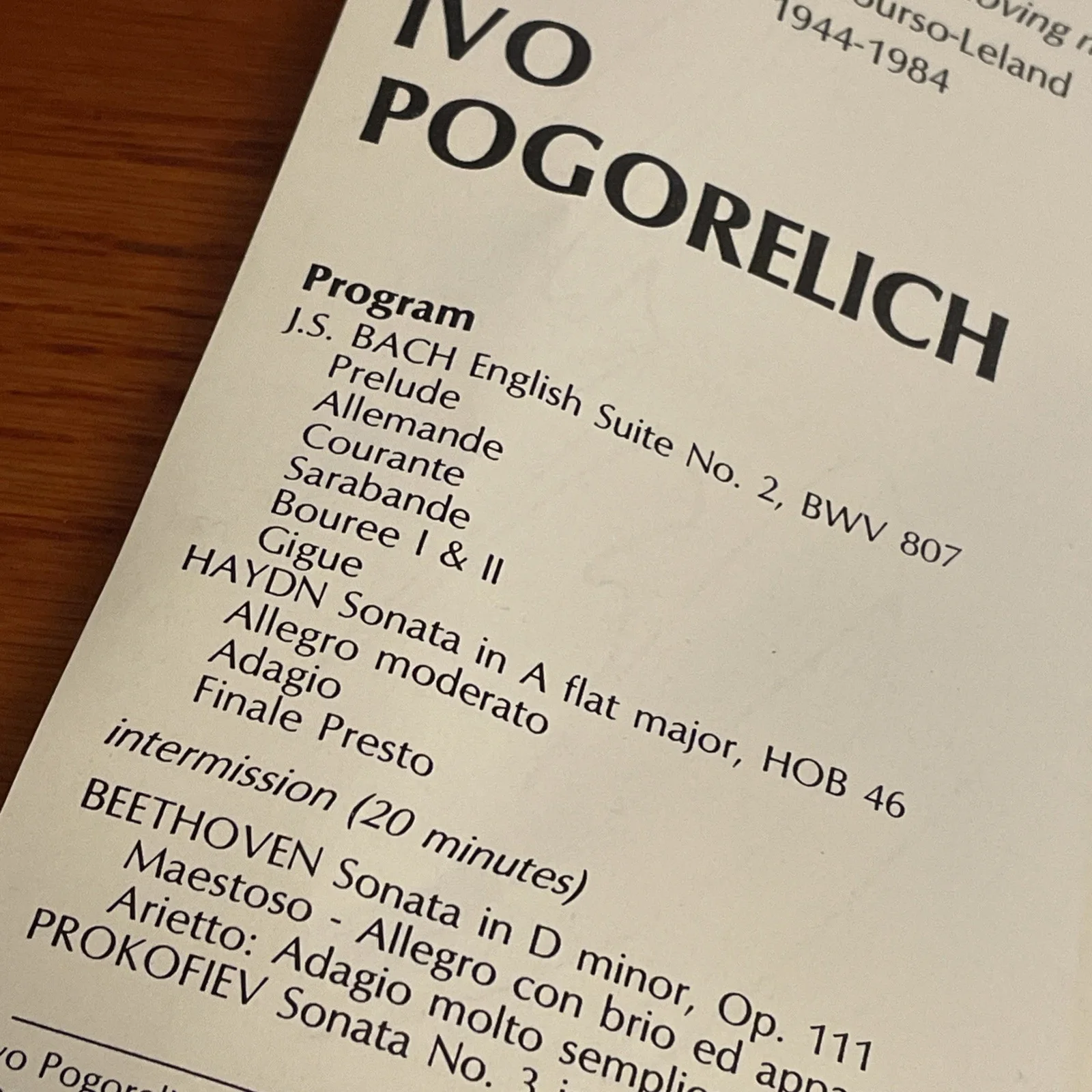 Ivo Pogorelich Pianist Signed 1984 Concert Brochure Autograph Mechanics Hall, изображение 5