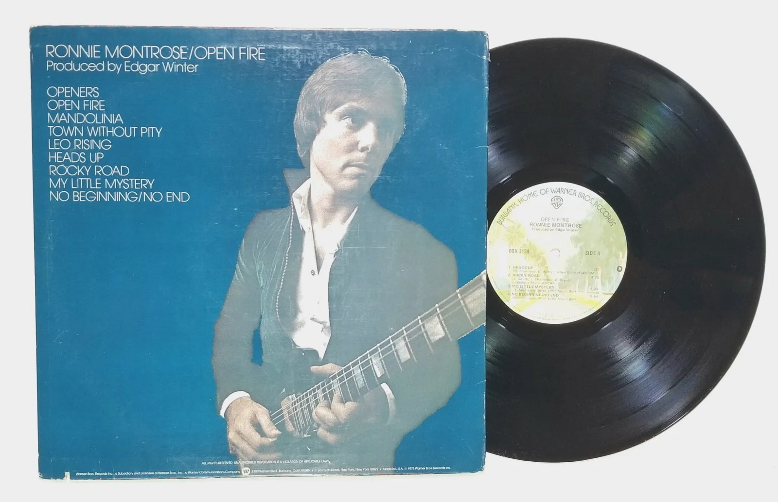 Ronnie Montrose REAL hand SIGNED Open Fire Vinyl Record EXACT PROOF Gamma, image 2