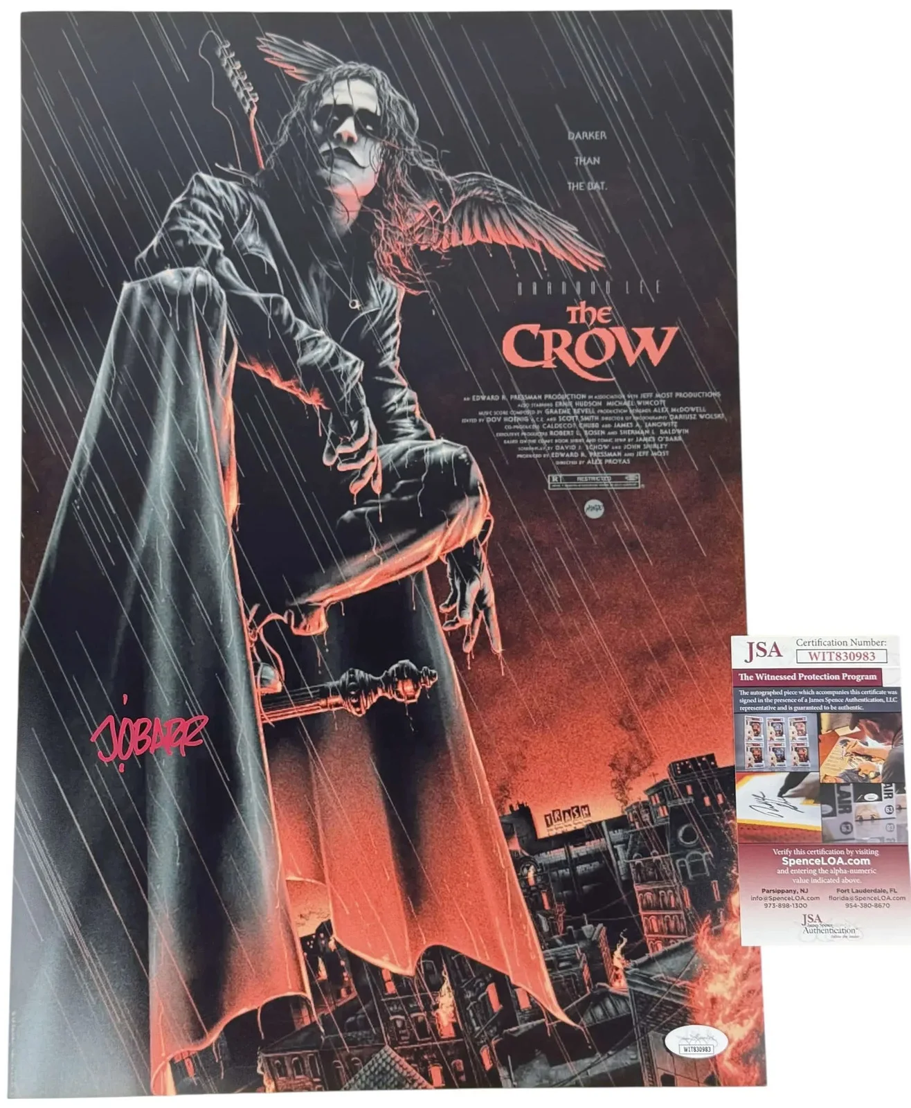 James O'Barr — James O'Barr signed 12x18 Poster Creator The Crow JSA Authentication