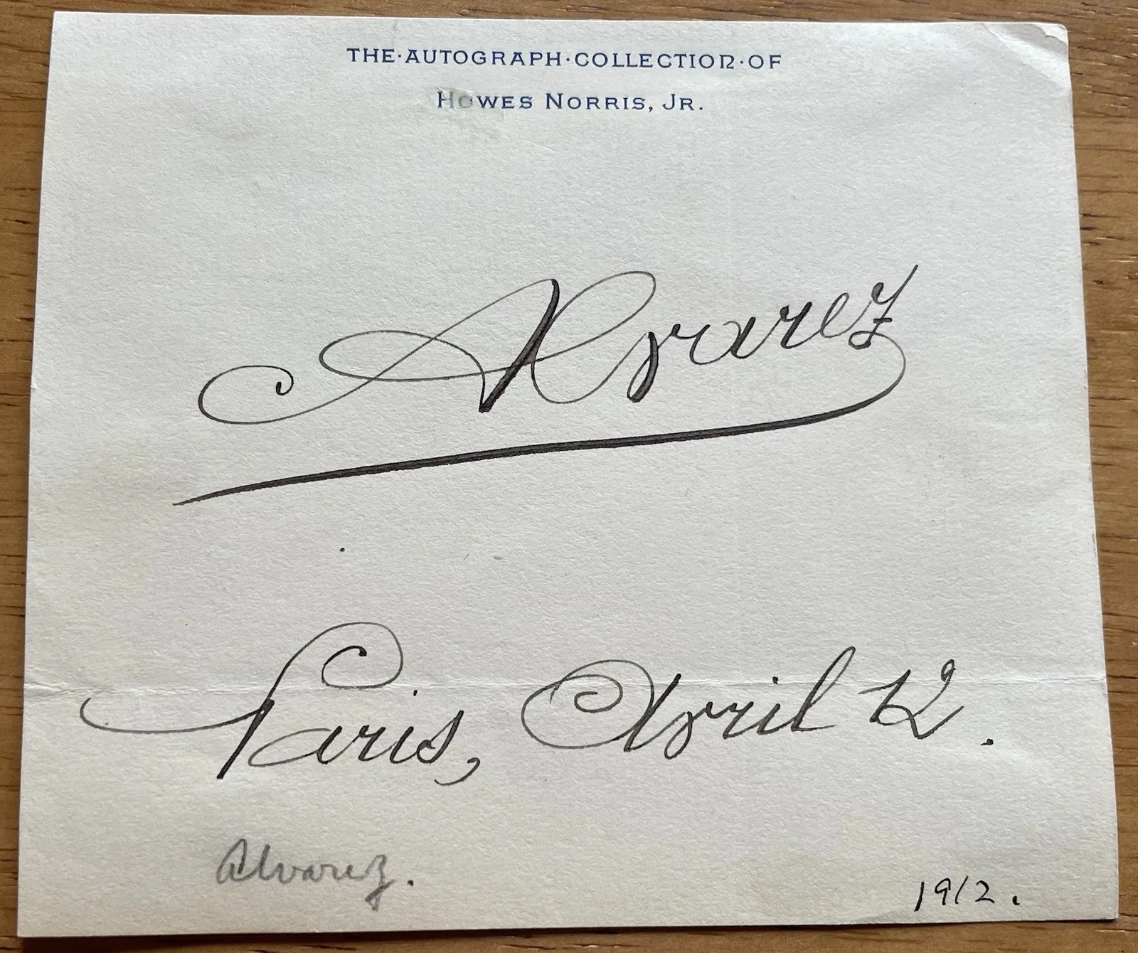 French Opera Tenor Albert Alvarez Autograph, image 2