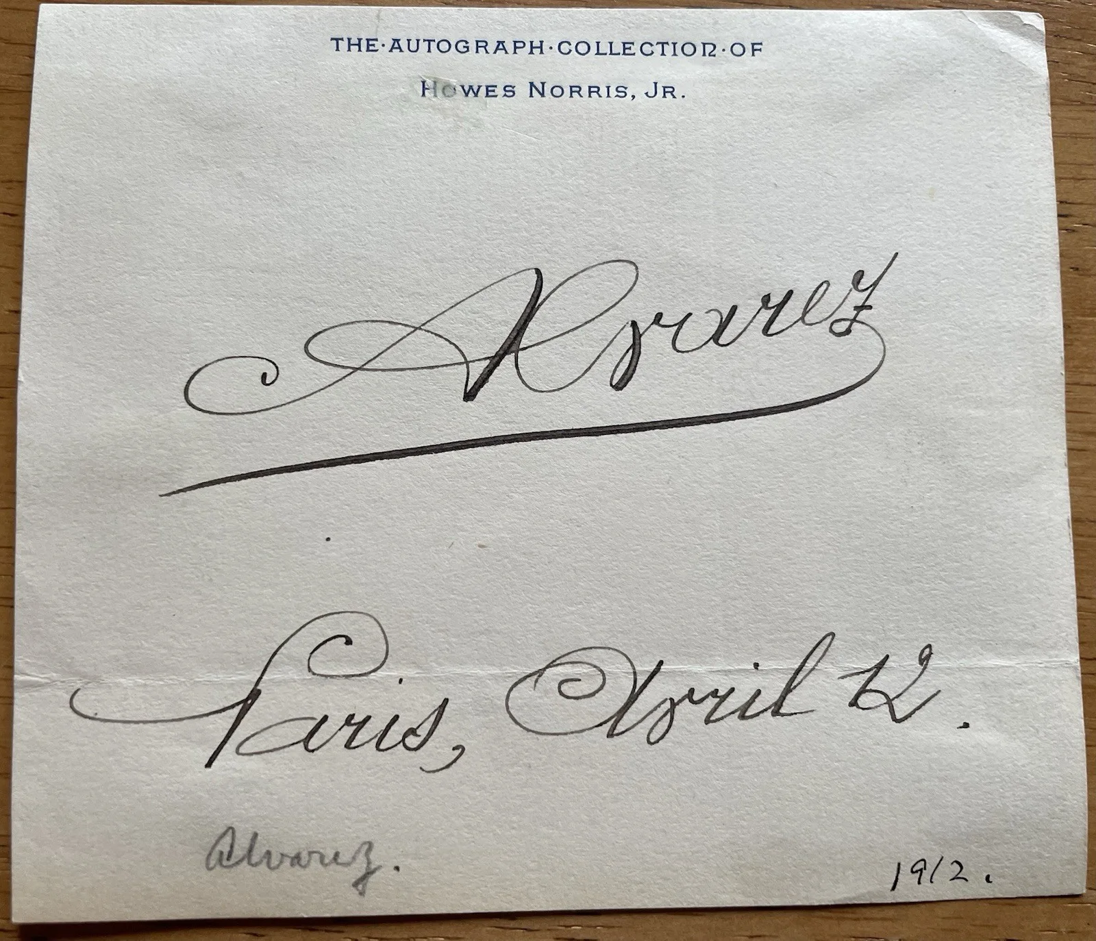 French Opera Tenor Albert Alvarez Autograph, image 3