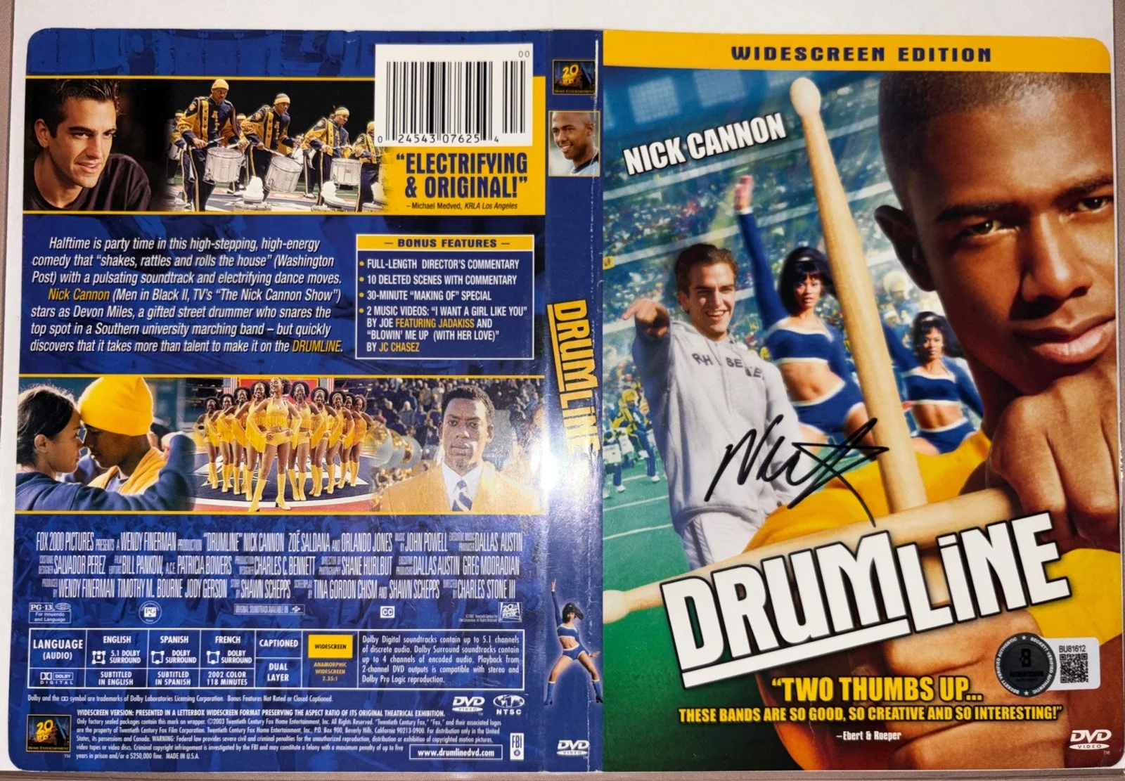 Nick Cannon — Nick Cannon Signed "Drumline" DVD Cover Beckett Certified (BU81612)