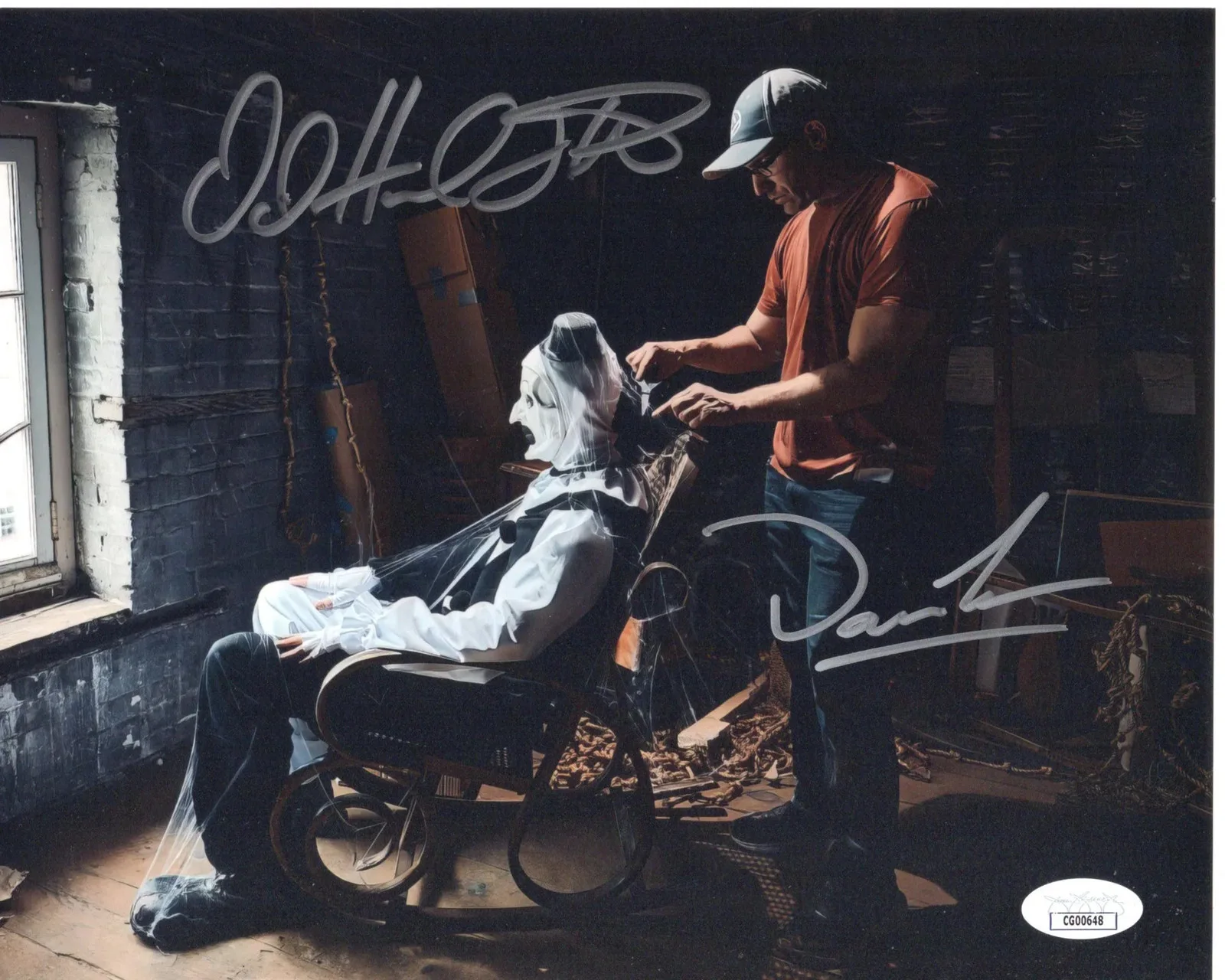 David Howard Thornton & Damien Leone — David Howard Thornton & Damien Leone signed 8x10 Photo Terrifier 3 JSA