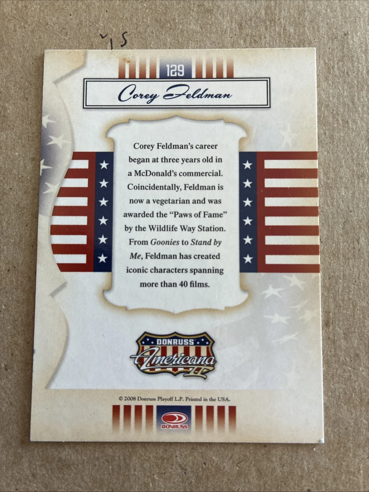 Corey Feldman Donruss Americana Authentic Hand Signed Card - To: Robert, изображение 2