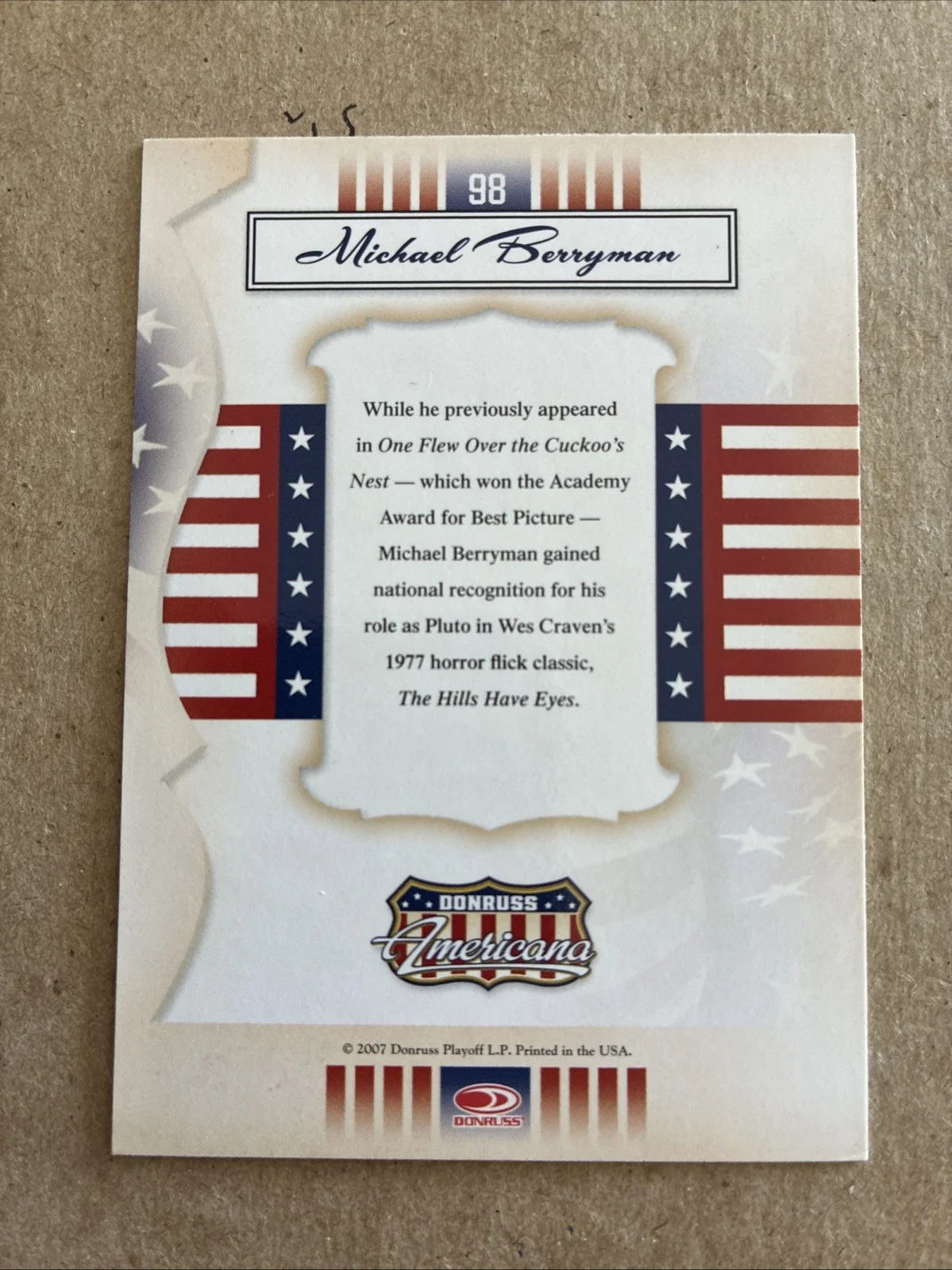MICHAEL BERRYMAN 2007 DONRUSS AMERICANA SIGNED AUTOGRAPHED CARD HILLS HAVE EYES, image 2