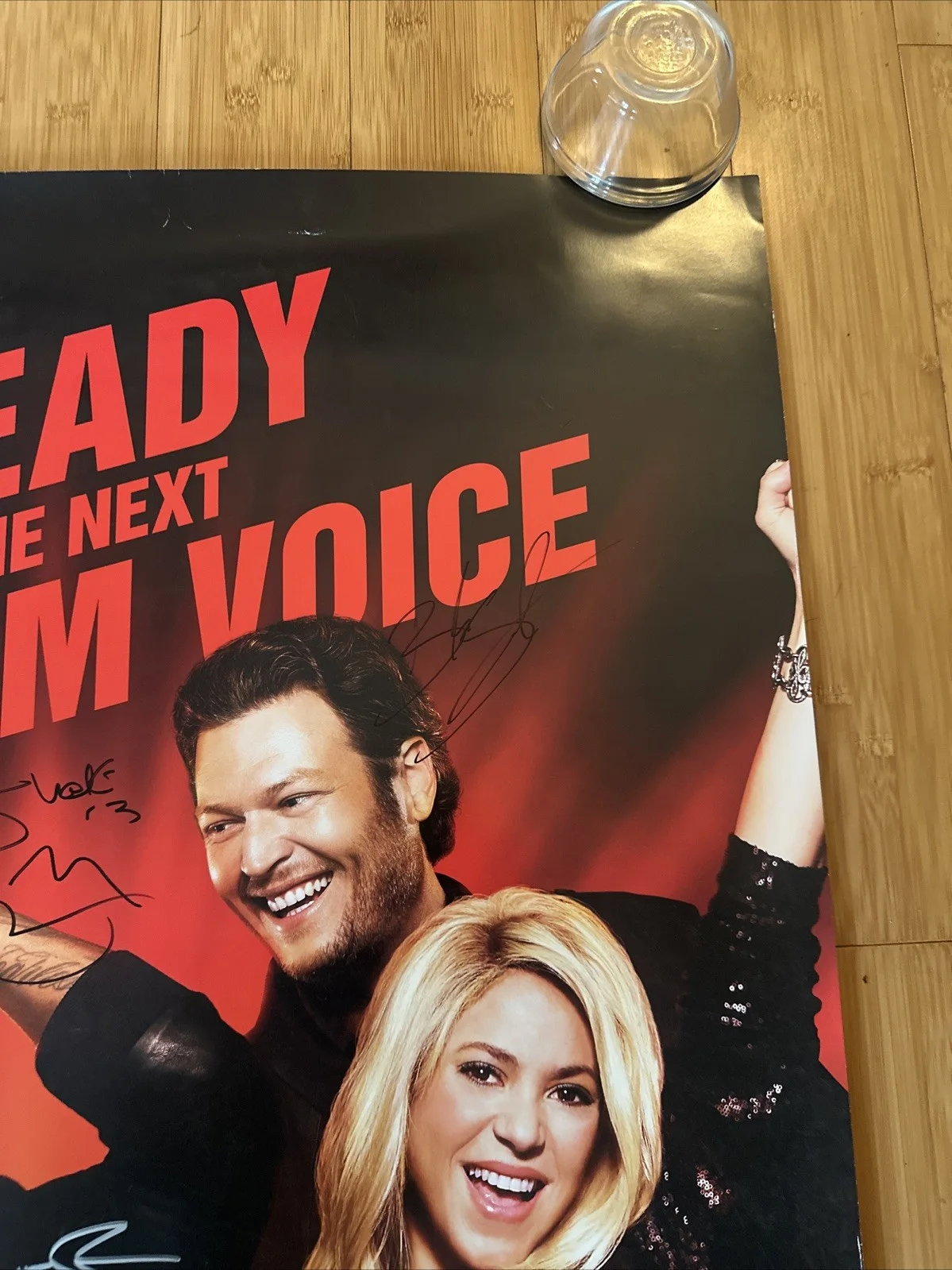 SIGNED The Voice Poster Shakira Usher Blake Shelton Adam Levine NBC TV Show RARE, изображение 5