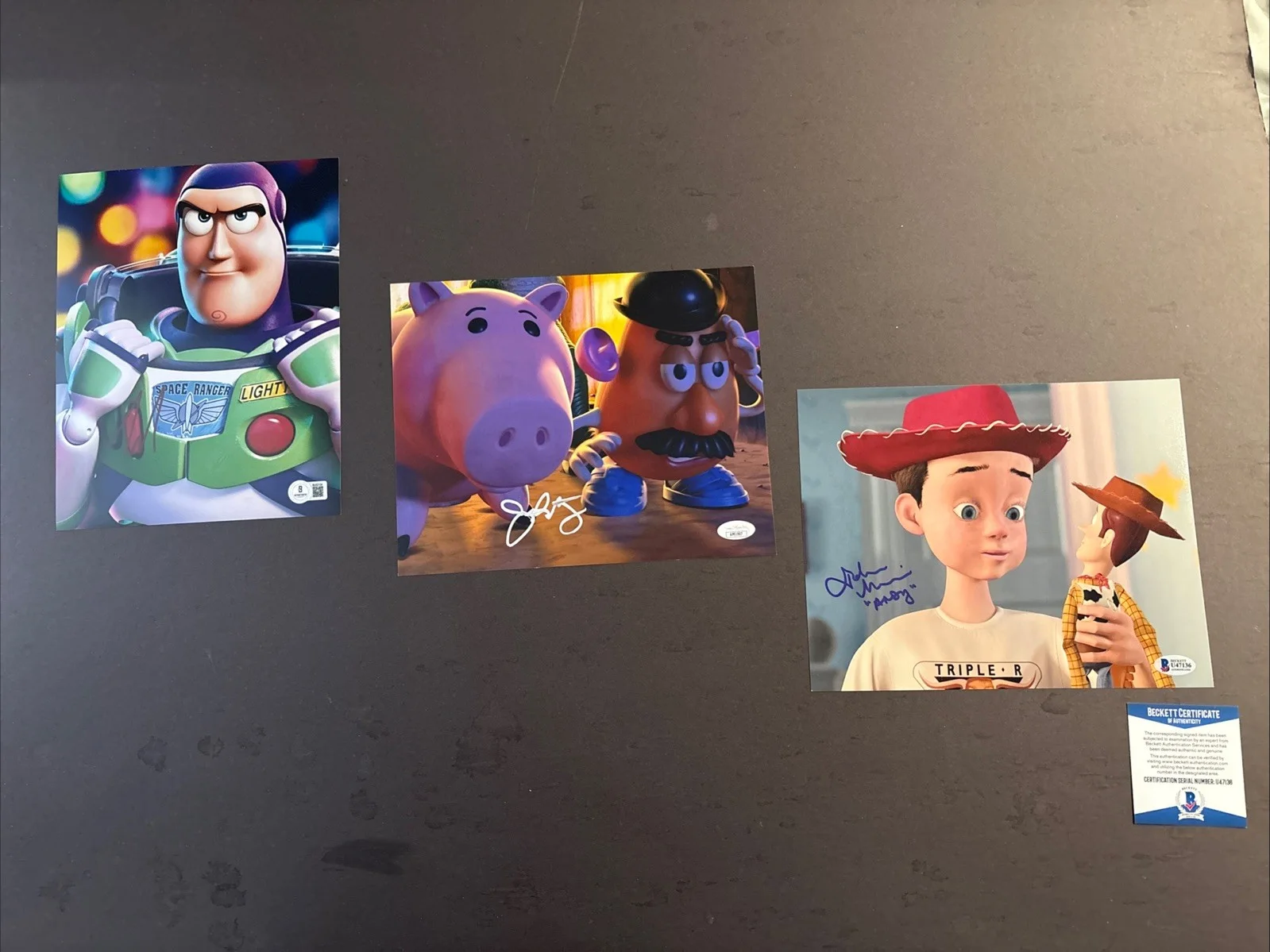 Tim Allen, John Ratzenberger, John Morris — Tim Allen & John Ratzenberger & John Morris Signed 8x10 Photos-Toy Story-BAS/JSA, изображение 2