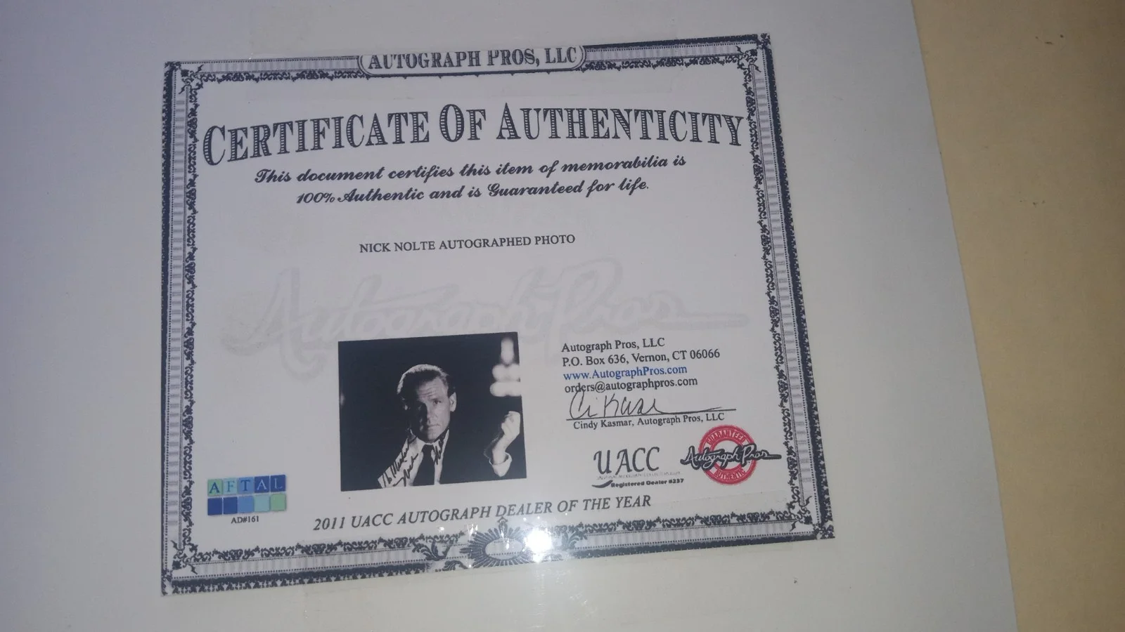 8 X 10 Glossy Signed Photo Of Nick Nolte With Certificate Of Authenticity, image 2